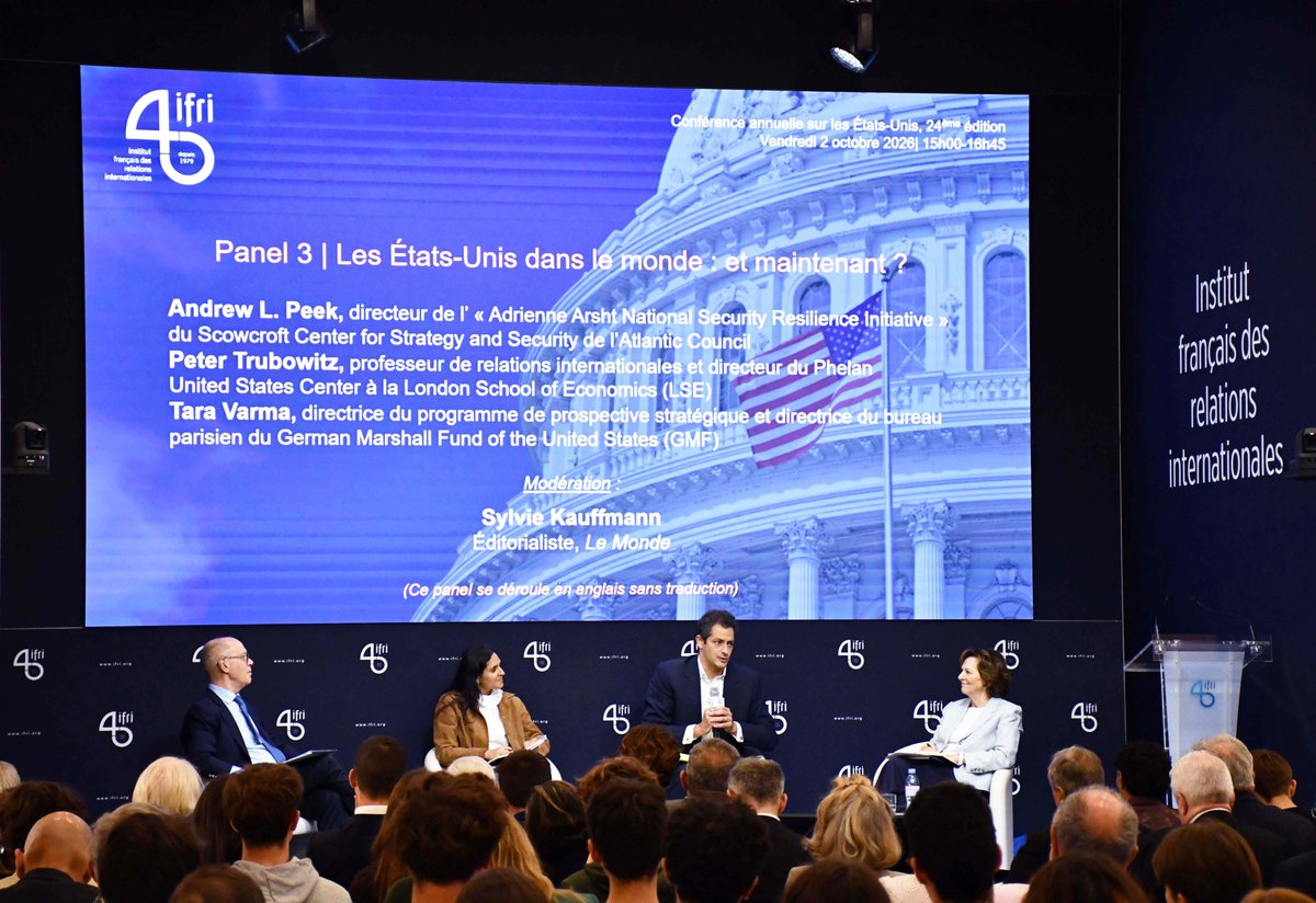 IFRI_'s tweet photo. 🇺🇸🌎 What Role for the United States in the World?

Debate with: 

• @AndrewLPeek, Director of the Adrienne Arsht National Security Resilience Initiative of the Scowcroft Center for Strategy and Security @AtlanticCouncil.

• @ptrubowitz, Professor of international relations @LSEnews.

• @tara_varma, Managing Director, Strategic Foresight and Director @gmfus. 

• @SylvieKauffmann, Foreign Affairs Columnist @lemondefr. 

🎥 Watch the livestream ⤵️