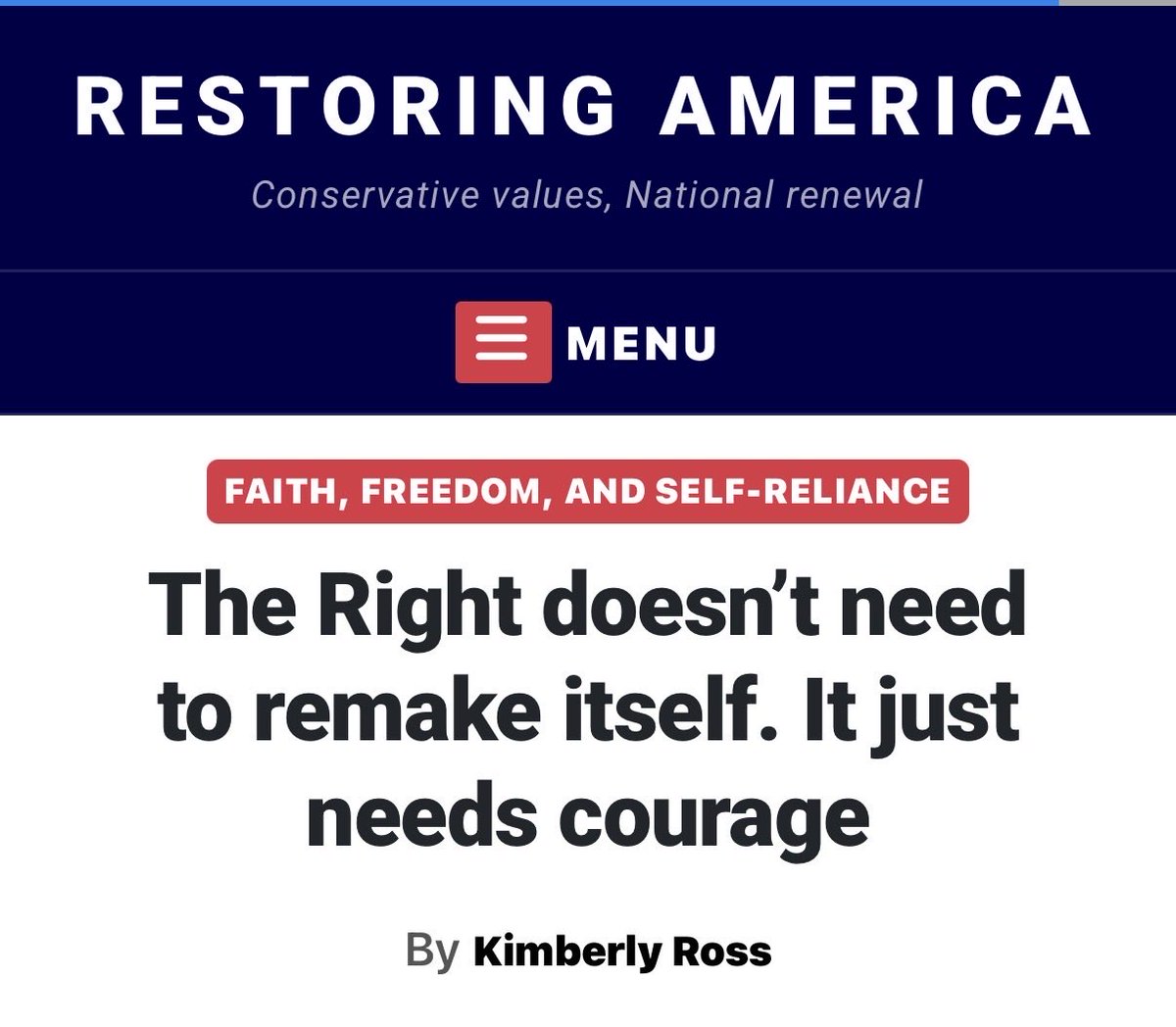 Mike_Pence's tweet photo. “The Right doesn’t need fewer principles. The Right doesn’t need to remake itself in the image of the moment. Instead, it needs an infusion of courage to stand by the principles we espouse.

“The answer to the failures of the Left can’t be embracing the very things we once condemned as morally bankrupt. And make no mistake: racism, antisemitism, and authoritarianism are always morally bankrupt.” A Must-Read Op-ed By Kimberly Ross in @dcexaminer👇🇺🇸 https://t.co/hl9qQbaT08