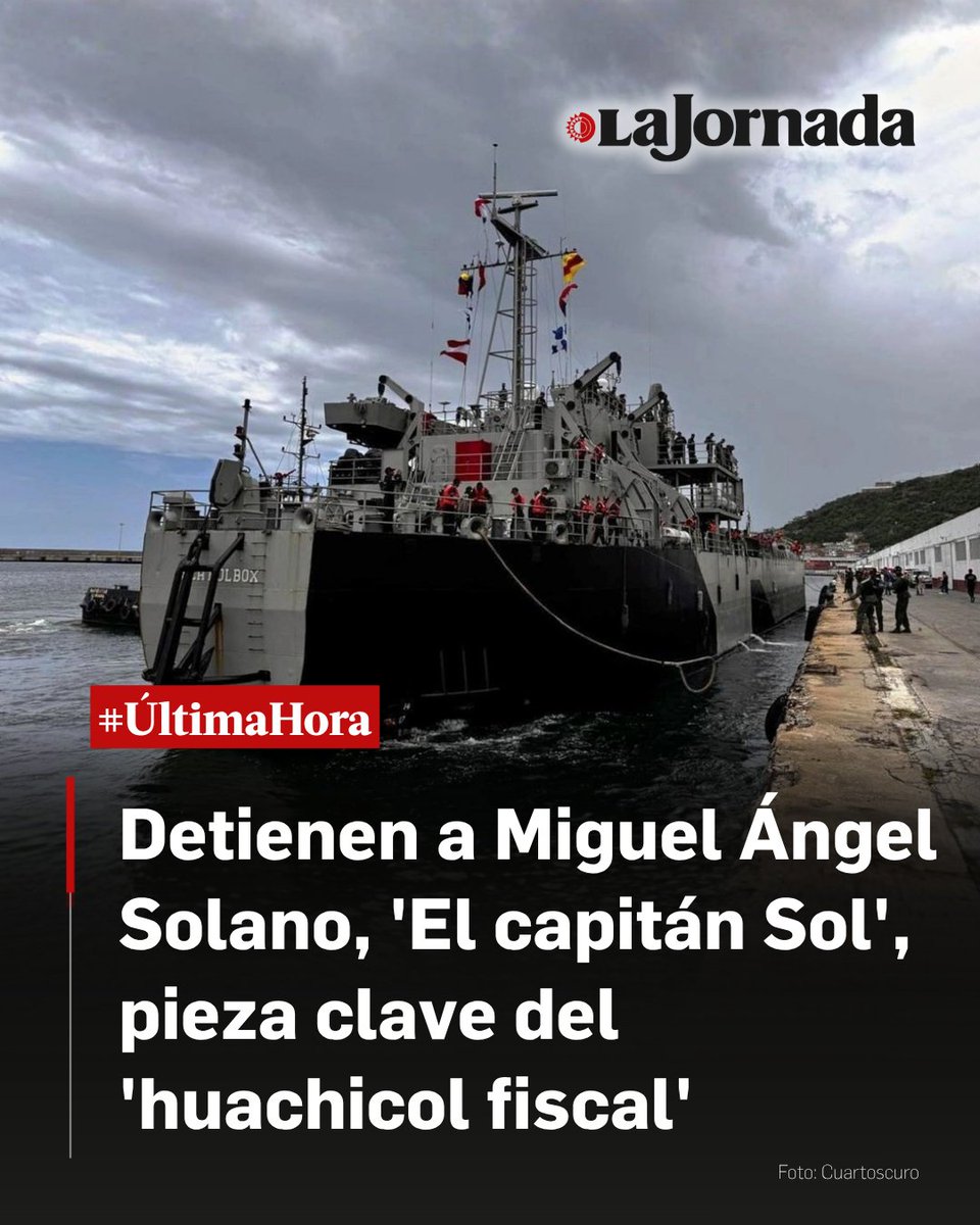 lajornadaonline's tweet photo. 🔴 #ÚLTIMAHORA | Personal de la secretaría de Marina-Armada de México (Semar), detuvo a uno de los más importantes involucrados en el huachicol por vía marítima, identificado como Miguel Ángel Solano, El Capitán Sol.

La institución naval difundió a través de sus redes sociales que “resultado de trabajos de investigación e inteligencia, análisis de información técnica y coordinación interinstitucional, en coordinación con la @FGRMexico y @SSPCMexico, se realizó la detención en Zapopan, Jalisco, de Miguel Ángel “N”, alias “Sol” y/o “Mike”, quien contaba con una orden de aprehensión por su probable participación en delincuencia organizada con fines de cometer delitos en materia de hidrocarburos”.

Más informacióm en: https://t.co/oLN2myHEAH