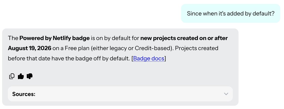 francisco_io's tweet photo. The "powered by Netlify" badge is on by default since recently for new projects, remember to disable it: https://t.co/reIWQL7bSi