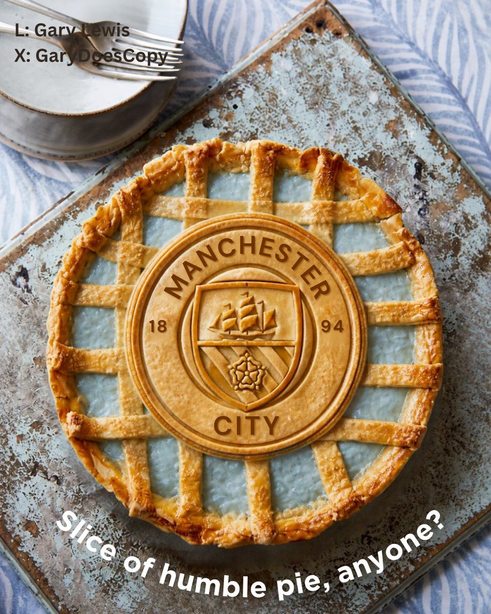 GaryDoesCopy's tweet photo. Slice of humble pie, anyone? 😆
Couldn't resist. Soz @ManCity

@OneMinuteBriefs
One Minute Brief of the Day - 02/10/26
Create posters to advertise #PIES 🥧 https://t.co/7oFBQ6n7ws