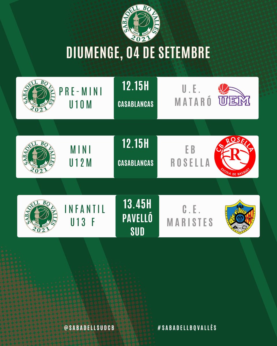 SbdBQValles's tweet photo. 💚PARTITS DEL CAP DE SETMANA💚 https://t.co/Gfknqfahdb
