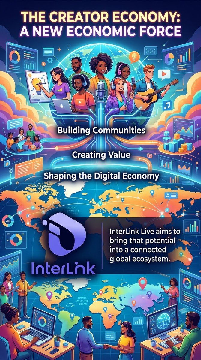 airdropfor15266's tweet photo. Creators as a New Economic Force
✨ Creators are no longer just content makers.
They are building communities, creating value, and shaping the digital economy.
InterLink Live aims to bring that potential into a connected global ecosystem. 🌍
#InterLink #ITLG #ITL https://t.co/QyZ7atnNuG