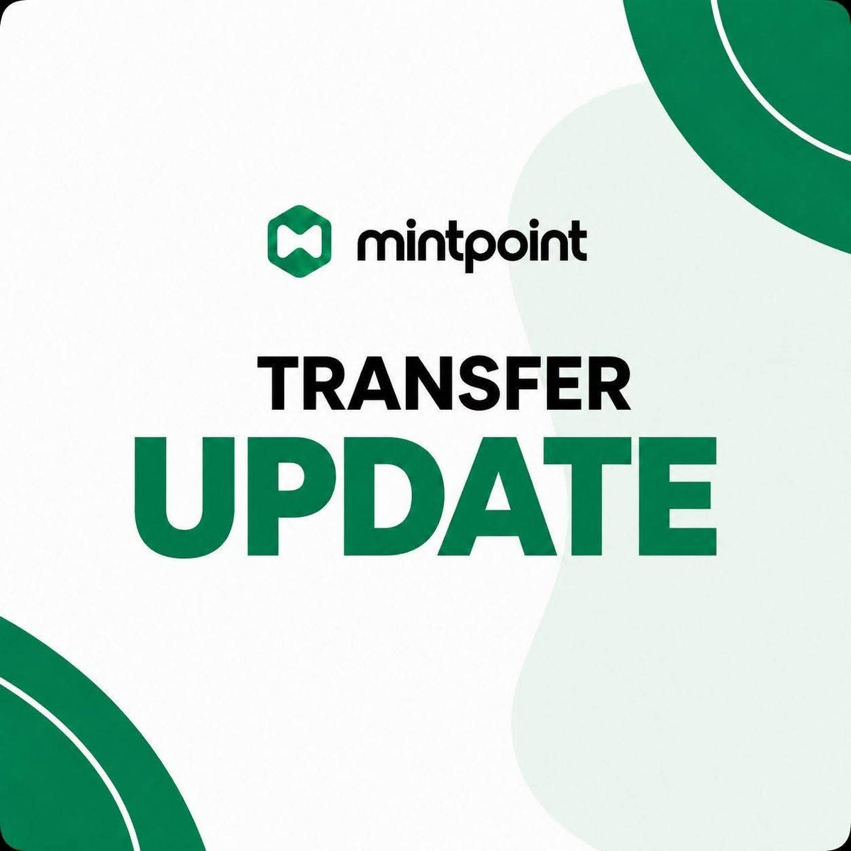 Mintpointng's tweet photo. Transfer Delay Notice

Some transfers may be delayed due to a NIBSS issue. If your transfer is affected, please contact the receiving bank for assistance. We apologize for the inconvenience. Go indigenous with Mintpoint. https://t.co/T4KvfK3mSJ
