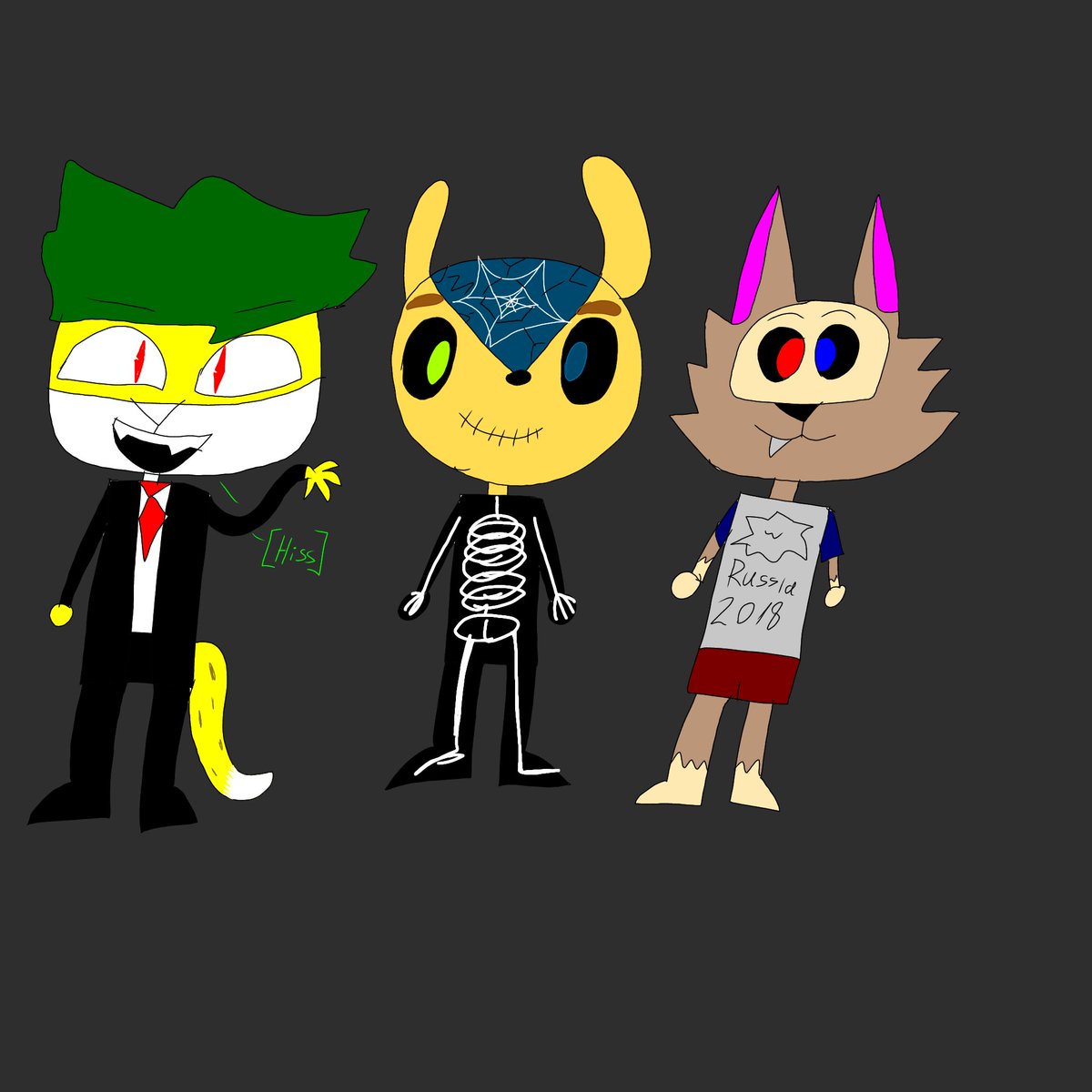 maria_1984xjm's tweet photo. Halloween mascots 🧛‍♂️☠️🐺
(I know that Halloween in 31.10)

#mascotverse #fuleco #zakumi #zabivaka https://t.co/I61ObyHa58