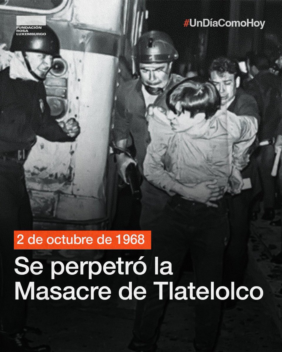 epigmenioibarra's tweet photo. 2 de Octubre no se olvida.

Hace 58 años para sofocar a sangre y fuego el movimiento estudiantil Gustavo Díaz Ordaz ordenó la masacre de Tlatelolco. 

Así asesinando, desapareciendo, torturando, encarcelando, silenciando a quienes luchaban por libertades democráticas gobernaba el PRI.