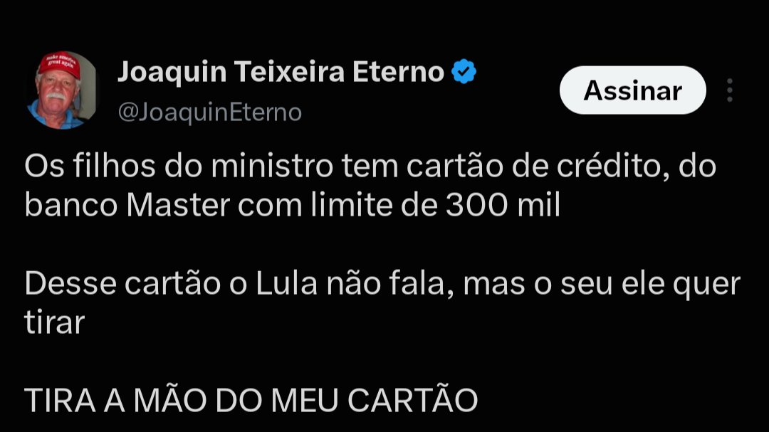 mspbra's tweet photo. 🚨 VEJA: Perfil humorístico Joaquim Teixeira repercute as falas de Lula sobre restringir cartões de crédito para pessoas de baixa renda https://t.co/9sdFwv1tKM