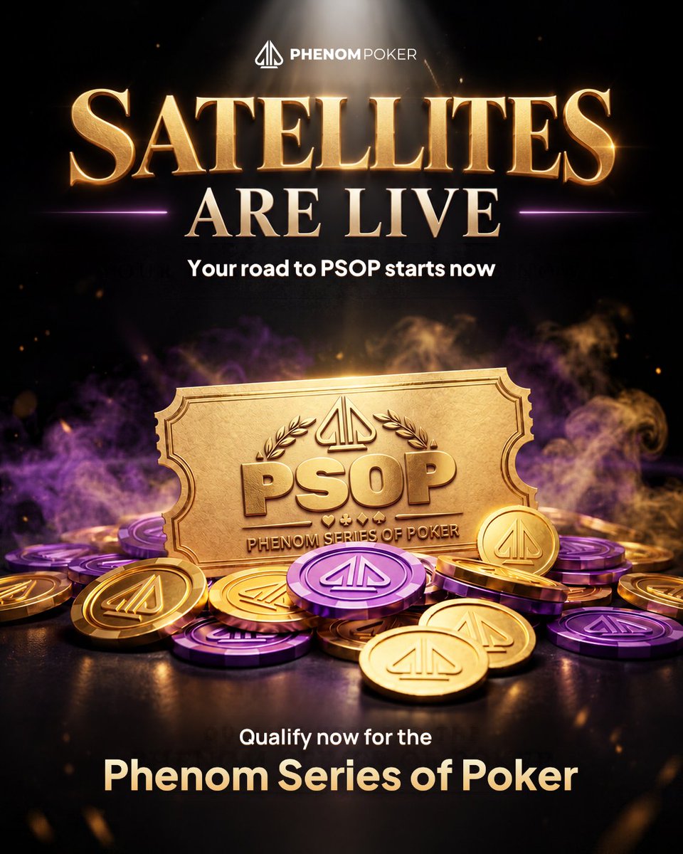 PhenomPokerApp's tweet photo. Your road to PSOP starts here. 💜

Satellites are live! Check out the October 2–4 qualifier schedule.

Find your game and play your way toward a PSOP seat.

🕒 All times UTC.
🔗 Full schedule : https://t.co/UKugVwkRdA

#PhenomPoker #PSOP #PokerSatellites #MixedGames #OnlinePoker