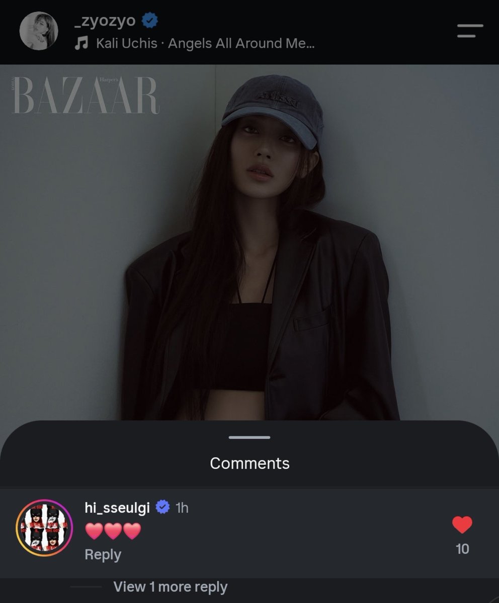 WithPJihyo's tweet photo. Seulgi left a like and commented on Jihyo's post with ATiiSSU and Harper's Bazaar Korea 

🐻: ♥️♥️♥️

#지효 #JIHYO #ジヒョ https://t.co/QIpwrczJrf
