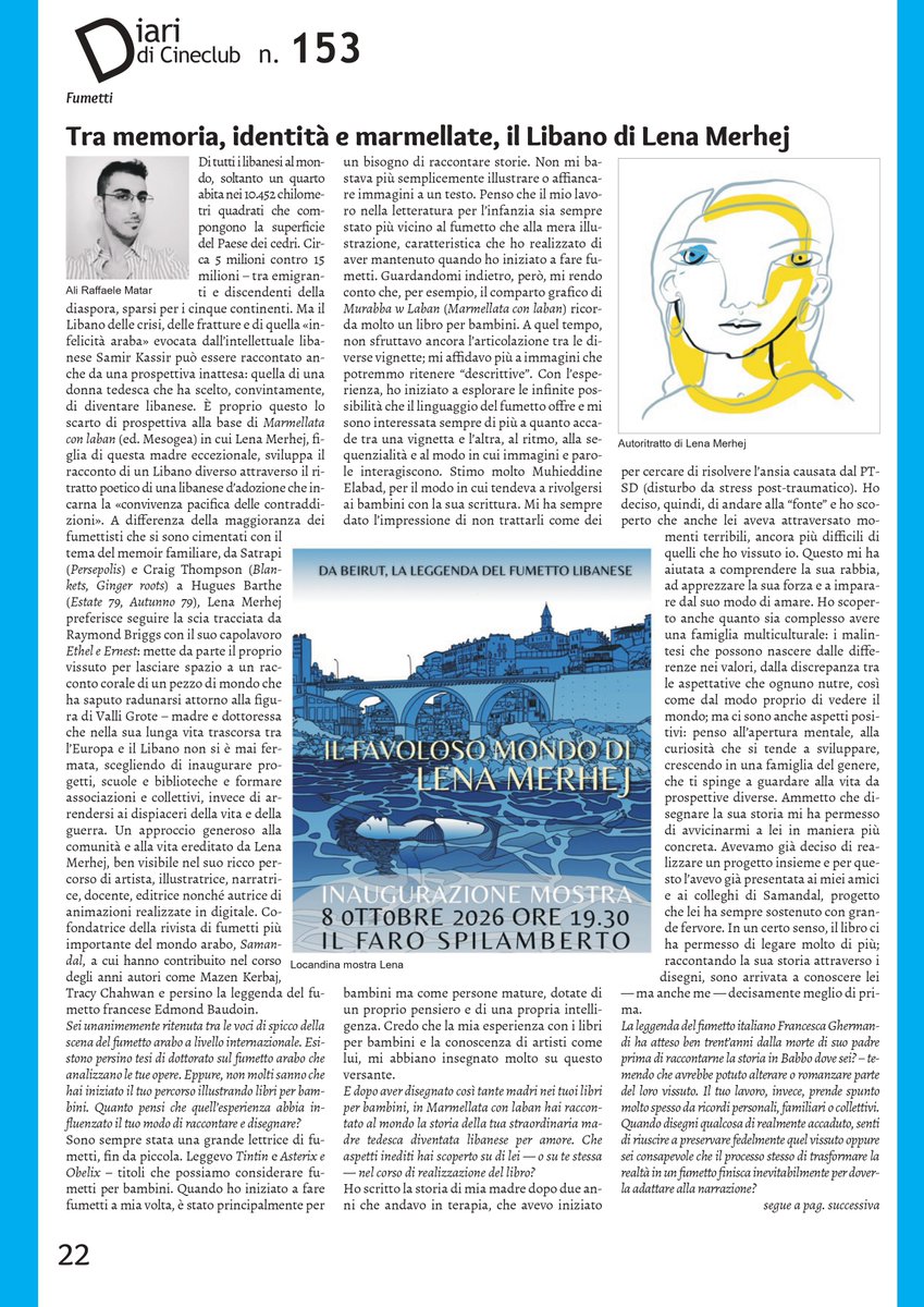 BrokenMirror31's tweet photo. Ho intervistato l'artista libanese #LenaMerhej. L'8/10 inaugurerà la sua mostra al BettyB Festival a Spilamberto. Autrice di Marmellata con laban ecofondatrice della rivista di #fumetti #arabi #Samandal, sarà a Roma il 7/10 da Risma al #Pigneto e a Bologna l'11 a #WeWorld https://t.co/uSYsta1dui