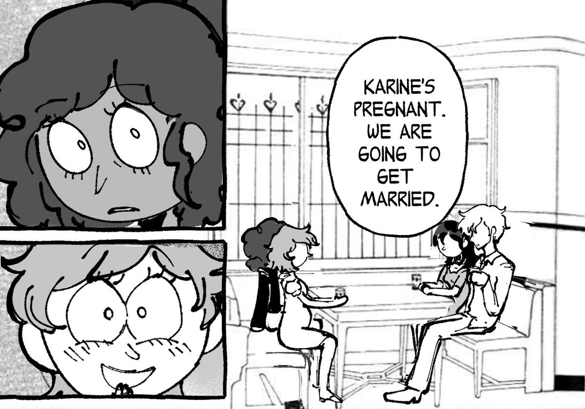 Aestheticdork3's tweet photo. Alternative Universe after volume eight where Karine is pregnant with Albin’s baby. The news did not end well with Vicky. (1/2)
I redrew over Nana panels and changed some of the dialouge up. #lesnombrils #albinxkarine #thebellybuttons https://t.co/sabUNDJvEx