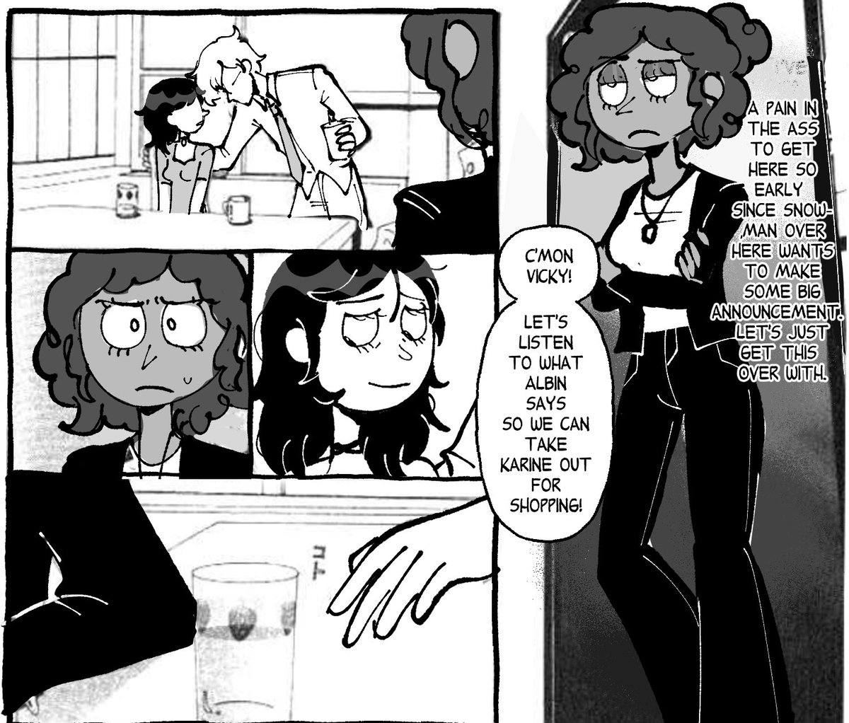 Aestheticdork3's tweet photo. Alternative Universe after volume eight where Karine is pregnant with Albin’s baby. The news did not end well with Vicky. (1/2)
I redrew over Nana panels and changed some of the dialouge up. #lesnombrils #albinxkarine #thebellybuttons https://t.co/sabUNDJvEx
