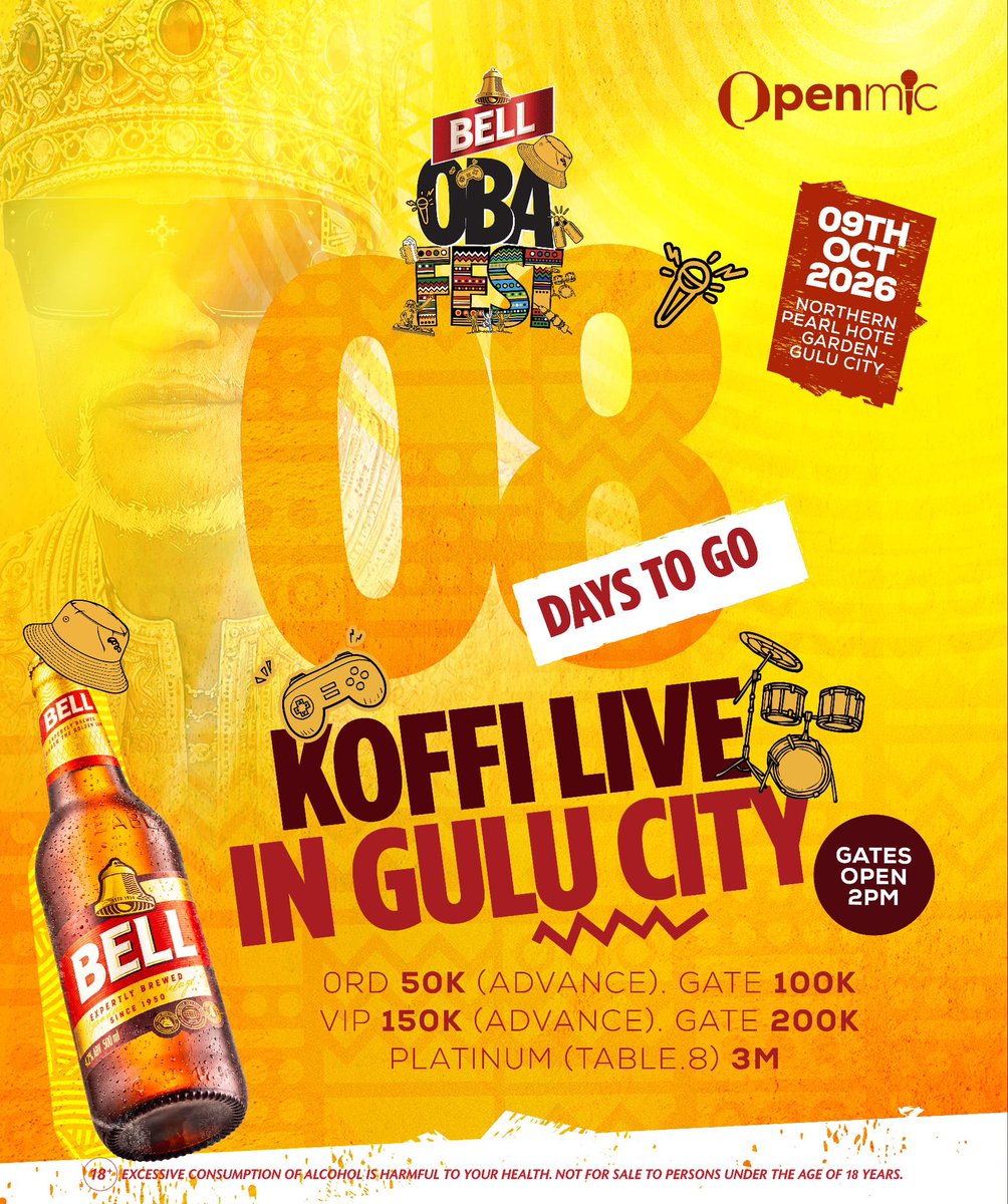 vanmarcus14's tweet photo. 8 days to history in Gulu City. Koffi Olomide. First time live in the North. Tickets already 85% gone. Ordinary still 50K. VIP 150K. Table 3M. On the day, ordinary jumps to 100K and VIP to 200K. Don’t pay double because you waited. 
Call;0784122715

 #KoffiLiveInGuluCity https://t.co/iP9NoKQIIx