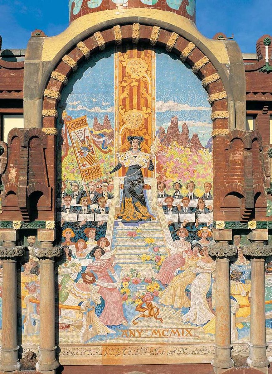 Antoni_Gelonch's tweet photo. #taldiacomavui, el 1896, s'estrenà a Montserrat "El Cant d la Senyera', en la cerimònia d benedicció d la bandera d Catalunya. És una composició x a cor mixt amb música d Lluís Millet, sobre un poema de Joan Maragall, compost com a himne d l'Orfeó Català https://t.co/kJPweA5vpH