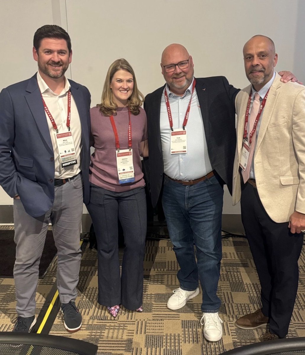 topicm's tweet photo. I had fun joining Cole Camplese and Tarek Tomes on an @educause panel about AI, ERP’s, leadership, higher education, and a whole bunch of other things.  Thank you you for bringing us together and for moderating the conversation Jessica Roy. https://t.co/BX6YNW6Je3