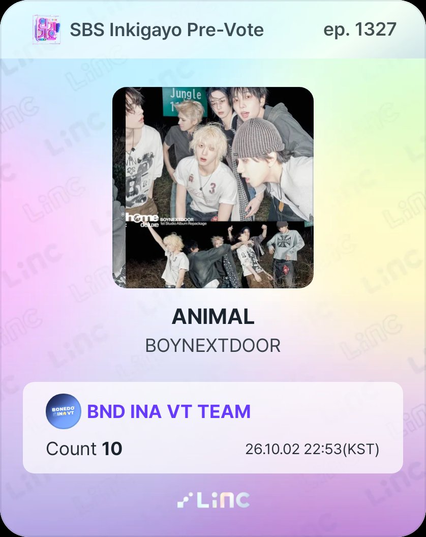 bndinavt's tweet photo. [#LiNC] DROP-OFF REMINDER ⏰
 —FINAL DAY (Oct 2, ~ 21.59 WIB)

LAST CHANCE to deliver our Fan Points to #BOYNEXTDOOR! 🚨

🗳️ SBS Inkigayo Pre-vote [Ep. 1327]
📍 https://t.co/XFxS0y4z1u

Closes today at 21:59 WIB / 23:59 KST.
DON'T MISS OUT!!

#OnedoorVoteAnimal
#HOME_DELUXE https://t.co/kgEgv2DUMd