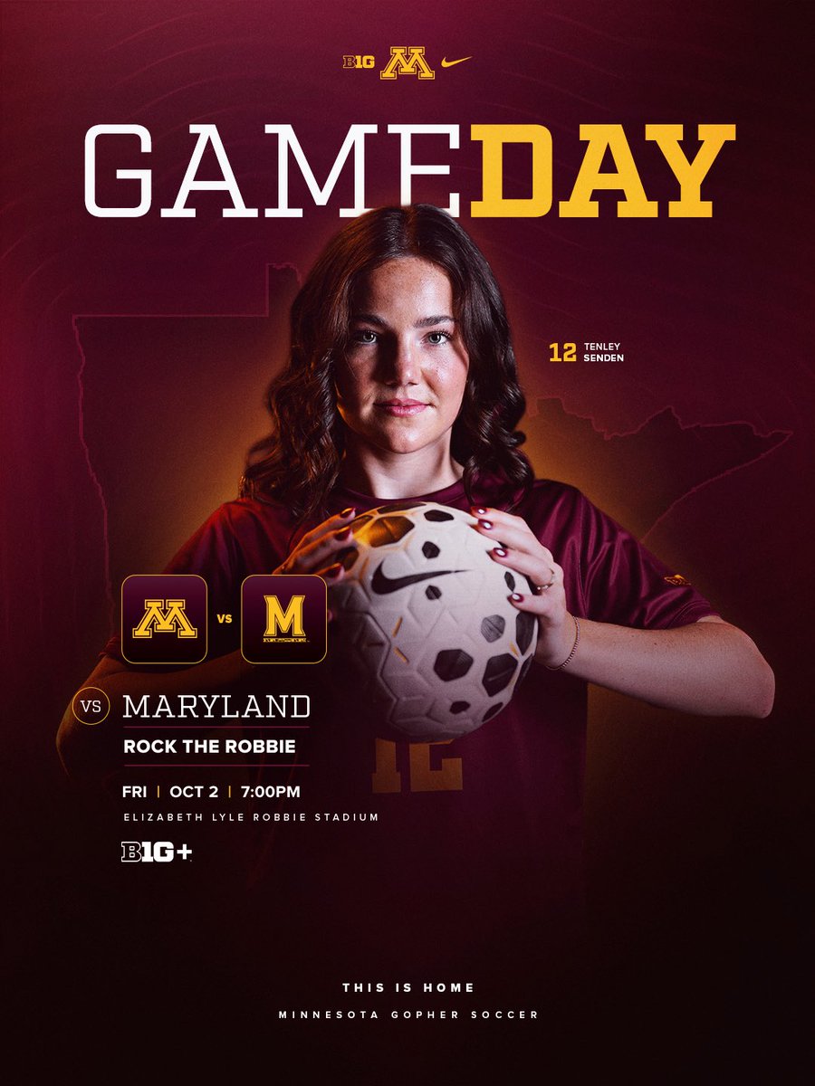 GopherSoccer's tweet photo. It’s time to Rock the Robbie! Tickets are $8 and @UMNews students get in for FREE!

🆚 Maryland
🕖 7 p.m. CT
📍 Elizabeth Lyle Robbie Stadium
📺 B1G+
📊 https://t.co/U2WIrA5zWZ
🎟️ https://t.co/3Mqv2lIAuO

#ThisIsHome | #Gophers〽️ https://t.co/MN0lZyOKGq