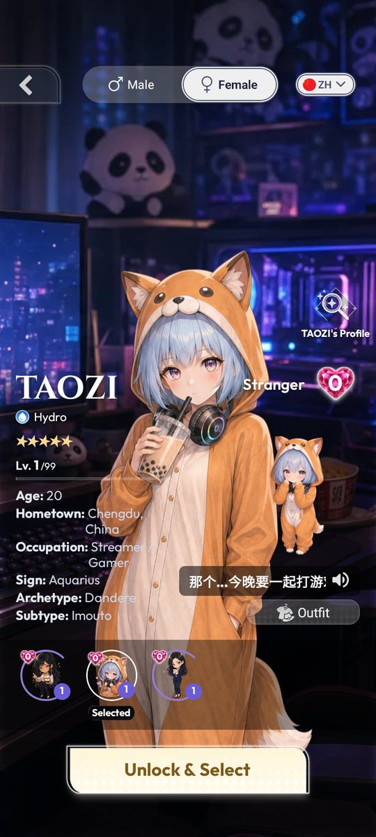 Riel_Chou's tweet photo. I haven't unlock Taozi yet in 💜 @callmesenseieng . But looking at her profile we have something in common like being an Aquarius. Sorry Taozi but I think I want to unlock the Fashion Designer instead. https://t.co/JHIk67fqnS