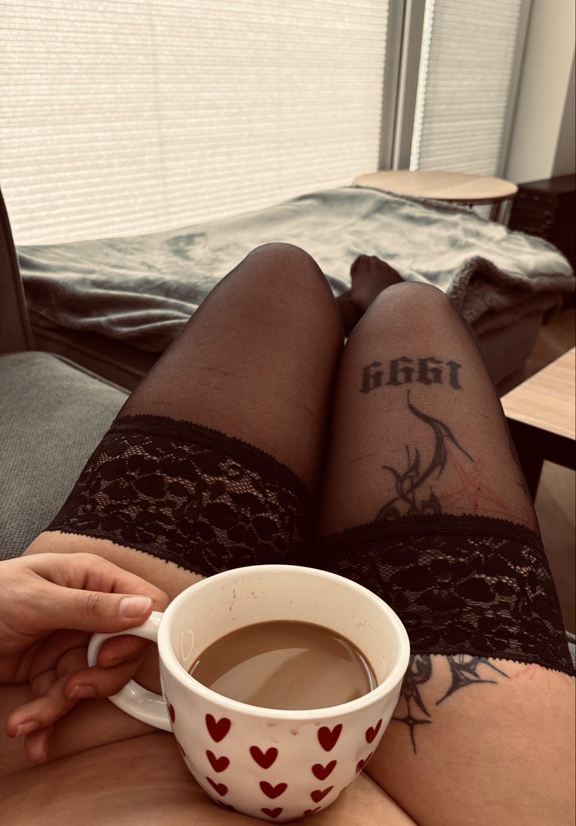 TheSinHaus's tweet photo. just me, my coffee and an outfit thats definitely missing a few pieces βοΈπ #longsocks #OnlyFansAccount #onlyfans #coffee https://t.co/0lcyQBg69s