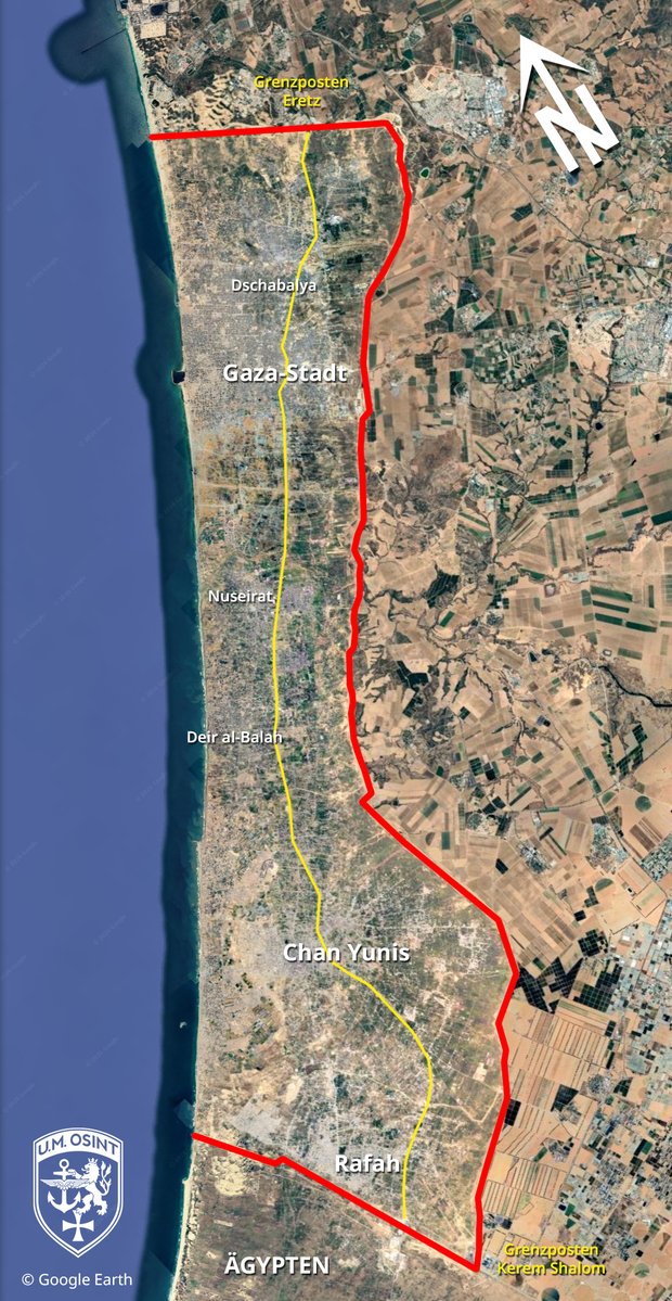 ungemeve's tweet photo. ℹ️ Gazastreifen: Kriegsverlauf, Zerstörung und Luftbilder
 
Da wir nach Millionen Pandemie-Experten und Fußballtrainern durch den Google-Luftbild-Hype gerade auch Millionen von Luftbildauswertern haben, versuche ich mal ganz grob zu erklären, was in dem Krieg überhaupt gelaufen ist.
 
Das hätte ich vielleicht längst mal zusammenfassend machen sollen.
Während große Medien ständig über die geringste Bewegung an der ukrainischen Front berichten (keine Kritik), ist das im Gazastreifen ausgeblieben. Und so hat sich bei vielen die Vorstellung verfestigt, Israel hätte dort wahllos wehrlose Palästinenser bombardiert. (Die Vergangenheitsform ist Absicht. s.u.)
 
⏺️ Zur Klarstellung ist vielleicht eins sehr wichtig zu verstehen: Ich habe immer wieder betont, wie klein der Gazastreifen eigentlich ist. (Kleiner als Köln, ca. Schwedt an der Oder.) Das sagt Laien aber auch noch nicht viel.
Würde man einen Merkava Kampfpanzer in der Mitte des Streifens an die Grenze stellen, könnte der komplett durch den Streifen durchschießen. Das Geschoss würde im Mittelmeer landen. Israel könnte Artilleriepanzer kilometerweit entfernt hinstellen, und die könnten problemlos jedes einzelne Haus im Gazastreifen treffen.
Der gesamte Gazastreifen ist eine Kampfzone. Der Frontverlauf in der Ukraine ist derzeit mindestens 55km von Donezk entfernt, der Gazastreifen würde der Länge nach da rein passen.
 
1⃣ Nach dem Massaker vom 07.10.2023 begann Israel sofort aus der Luft Ziele anzugreifen. Denn viele waren bekannt (Bunker). Kasernen oder ähnliches unterhalten die Palästinenser ja nicht, sie verstecken sich unter der Bevölkerung.
Das geschah in dieser Phase auch mit großen Bomben (Stichwort Bunkerbrecher), den 2000-Pfündern. Israel verfügt auch über 4000-Pfünder, mir ist kein Einsatz bekannt.
Diese Angriffe gingen vor allem auf Gaza-Stadt und Dschabaliya, die nördlich davon gelegene Geburtsstätte der Hamas.
Die Völkermord-Vorwürfe begannen übrigens am 08.10.2023.
 
2⃣ Ende Oktober begann Israel dann mit einer groß angelegten Bodenoffensive. (Bild 2) Die IDF versuchten in einer Zangenbewegung vermutlich das Hafenviertel Rimal zu erreichen.
 
🔴 Und jetzt kommt etwas sehr Entscheidendes: Sie haben die Orte nicht besetzt, sondern haben sog. „Raids“ durchgeführt. Was bedeutet, sie sind rein und wieder raus.
Das war vermutlich der größte Fehler, der sich durch den ganzen Krieg zog. Und er hat vielen Soldaten das Leben gekostet. Denn sobald sie weg waren, sind die Hamas, der PIJ und andere wieder in die Gebiete eingesickert.
 
Beim al-Shifa Krankenhaus waren sie mindestens drei Mal. Und bei einer dieser Offensiven wurde die von der Propaganda instrumentalisierte Hind Rajab getötet, deren Eltern mitten in einer solchen (angekündigten) Offensive da rumkurvten.
 
Man sollte mit seinem Urteil vorsichtig ein. Denn auch israelische Generäle machen sowas ja nicht aus Spaß an der Freude.
Die IDF sind eine Wehrpflichtigen-Armee. Was bedeutet, jeder Soldat fehlt in der Wirtschaft. Und 300.000 Eingezogene spielen bei einem Zwergstaat von 10 Mio eine gewichtige Rolle.
Im Gegensatz zu vielen Unkenrufen bin ich der festen Überzeugung, die IDF könnte den Gazastreifen gar nicht vollständig halten, selbst wenn sie wollten. Was die durchgeknallten Rechtsradikalen wie Smotrich da ständig faseln, sind feuchte Träume, aber mehr auch nicht.
 
3⃣ Die nächste Phase begann dann etwa ab Februar. (Aus dem Kopf, ich tippe das hier ohne Recherchen, für Laien.) Die IDF begannen sich auch in den Süden zu orientieren, vor allem nach Chan Yunis und Rafah.
Vermutlich wurde dort klar, dass viele Kombattanten aus Gaza-Stadt ausgewichen sind und in den Süden gegangen sind. Auch deshalb war es für die IDF sehr wichtig, die Salah al Deen („Saladin“) zu erreichen. Die breite Straße zieht sich vom Norden bis ganz in den Süden. Sie ist eine gute Orientierungshilfe, um das besser zu verstehen. (Bild 1, gelb)
 
4⃣ Ab da wurde klar, dass Rafah an der Grenze zu Ägypten ein neuralgischer Punkt ist. Stark untertunnelt, um Leute raus und Waffen rein zu schmuggeln. Also sind die IDF im Mai 2024 entlang des Philadelphi-Korridors - also wirklich unmittelbar an den ägyptischen Grenzbefestigungen lang - nach Rafah vorgestoßen. Dort wollten sie sich nicht mehr zurückziehen.
Und dort gab es sehr starke Gefechte, da die Palästinenser diesen strategisch wichtigen Punkt verteidigen wollten. Und dort wurde Ende Oktober 2024 auch der damalige militärische Anführer Yayha Sinwar getötet.
 
▶️ Wenn man das weiß, erklärt sich die Zerstörung im Gazastreifen fast von selber.
Rafah ist quasi eingeebnet. Es liegt aber hinter der gelben Linie, ist also unter israelischer Kontrolle. Dort wird bereits aufgeräumt, auch Großgerät aus Ägypten ist im Einsatz.
Und das bedeutet, dass dort viele einsturzgefährdete Häuser und Tunnel gesprengt wurden. Das wurde nicht alles einfach wahllos aus der Luft zerbombt. Dort fanden Gefechte statt.
 
🔴 Nach etwa der Mitte 2025 hat im Gazastreifen keine großflächige Zerstörung mehr stattgefunden.
Der derzeitige Aufschrei um die Google Satellitenbilder ist schlicht ein Hype. Weil es 2025 schon ziemlich genau so aussah wie jetzt. Und die „gerade aktualisierten“ Bilder auch schon seit Monaten online sind.
 
5⃣ Im Oktober 2025 wurde die derzeitige Waffenruhe vereinbart. Die Geiseln wurden ausgetauscht, die IDF haben sich hinter die gelbe Linie zurückgezogen, es finden keine Offensiven mehr statt. Trotzdem ist weiterhin Krieg.
In der nächsten Phase hatten die Palästinenser zugesagt, die Waffen abzugeben. Die IDF sollten sich komplett zurückziehen. Nur kurz danach haben mehrere Vertreter der Hamas aber gesagt, sie seien bereit die Waffen niederzulegen, aber nicht abzugeben. Und es fanden und finden vereinzelt weitere Angriffe auf IDF statt. Die IDF und der zuständige Geheimdienst Shin Bet sehen sich also so lange nicht in der Pflicht und jagen weiterhin Kommandeure und alle, die am 07.10.2023 teilgenommen haben. Diese werden aber nicht „weggebombt“, sondern durch Drohnen und kleine Raketen eliminiert.
 
Ich hoffe, ich konnte zumindest eine Social-Media-konforme, kurze Übersicht geben. Und damit etwas Orientierung.
 
🔴 Nach wie vor werden von der Propaganda ausschließlich Bilder der am schlimmsten zerstörten Stellen gezeigt. Es steht aber jedem frei, sich selber diese Bilder anzuschauen. Und mal mit meinen (auf die Schnelle gestrickten) Karten abzugleichen. (Bild 3) Und dann wird er schnell sehen, dass vor allem Rafah und die Gebiete der Zangenbewegung in Gaza-Stadt stark zerstört sind, und in der Mitte ganze Innenstädte ziemlich intakt und funktional sind. (Bild 4) Und dass auf israelischer Seite viel kaputt ist, das dort aber auch (!) an den Aufräumarbeiten liegt, und dort sogar landwirtschaftliche Flächen bewirtschaftet werden. Die auch gewässert werden müssen.
 
▶️ Übrigens: Saison ist dort von etwa Dezember bis Mai. Was bedeutet, nur dann sieht man auch das Grün. Außerhalb der Saison ist es Wüste.
Da im arabischen Kulturraum (bis nach Andalusien heute) Häuser von außen selten verputzt werden – das hätte bei dem Sand eine kurze Lebensdauer: außen pfui, innen hui) sieht es für viele Europäer alles eintönig, kaputt und sandfarben aus. Zumal auch viele Häuser Aufbauten auf den Dächern haben, zur Bewirtschaftung. (Generatoren, Wassertanks, Solar, etc.) Was bei einer Standard-Auflösung von 30cm natürlich wirr aussieht. Man muss also schon etwas zoomen und auf die Straßen und Schatten achten.