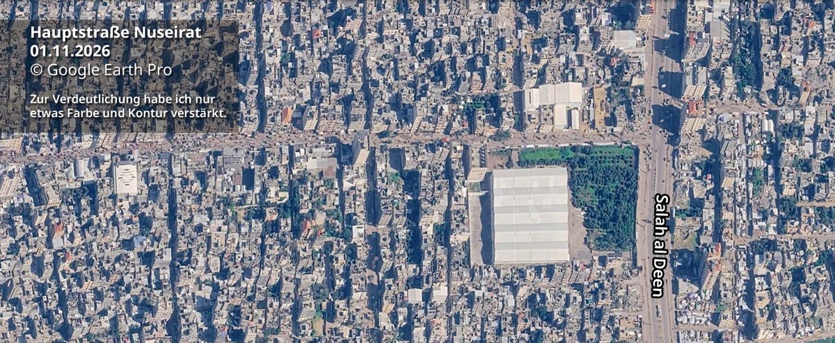 ungemeve's tweet photo. ℹ️ Gazastreifen: Kriegsverlauf, Zerstörung und Luftbilder
 
Da wir nach Millionen Pandemie-Experten und Fußballtrainern durch den Google-Luftbild-Hype gerade auch Millionen von Luftbildauswertern haben, versuche ich mal ganz grob zu erklären, was in dem Krieg überhaupt gelaufen ist.
 
Das hätte ich vielleicht längst mal zusammenfassend machen sollen.
Während große Medien ständig über die geringste Bewegung an der ukrainischen Front berichten (keine Kritik), ist das im Gazastreifen ausgeblieben. Und so hat sich bei vielen die Vorstellung verfestigt, Israel hätte dort wahllos wehrlose Palästinenser bombardiert. (Die Vergangenheitsform ist Absicht. s.u.)
 
⏺️ Zur Klarstellung ist vielleicht eins sehr wichtig zu verstehen: Ich habe immer wieder betont, wie klein der Gazastreifen eigentlich ist. (Kleiner als Köln, ca. Schwedt an der Oder.) Das sagt Laien aber auch noch nicht viel.
Würde man einen Merkava Kampfpanzer in der Mitte des Streifens an die Grenze stellen, könnte der komplett durch den Streifen durchschießen. Das Geschoss würde im Mittelmeer landen. Israel könnte Artilleriepanzer kilometerweit entfernt hinstellen, und die könnten problemlos jedes einzelne Haus im Gazastreifen treffen.
Der gesamte Gazastreifen ist eine Kampfzone. Der Frontverlauf in der Ukraine ist derzeit mindestens 55km von Donezk entfernt, der Gazastreifen würde der Länge nach da rein passen.
 
1⃣ Nach dem Massaker vom 07.10.2023 begann Israel sofort aus der Luft Ziele anzugreifen. Denn viele waren bekannt (Bunker). Kasernen oder ähnliches unterhalten die Palästinenser ja nicht, sie verstecken sich unter der Bevölkerung.
Das geschah in dieser Phase auch mit großen Bomben (Stichwort Bunkerbrecher), den 2000-Pfündern. Israel verfügt auch über 4000-Pfünder, mir ist kein Einsatz bekannt.
Diese Angriffe gingen vor allem auf Gaza-Stadt und Dschabaliya, die nördlich davon gelegene Geburtsstätte der Hamas.
Die Völkermord-Vorwürfe begannen übrigens am 08.10.2023.
 
2⃣ Ende Oktober begann Israel dann mit einer groß angelegten Bodenoffensive. (Bild 2) Die IDF versuchten in einer Zangenbewegung vermutlich das Hafenviertel Rimal zu erreichen.
 
🔴 Und jetzt kommt etwas sehr Entscheidendes: Sie haben die Orte nicht besetzt, sondern haben sog. „Raids“ durchgeführt. Was bedeutet, sie sind rein und wieder raus.
Das war vermutlich der größte Fehler, der sich durch den ganzen Krieg zog. Und er hat vielen Soldaten das Leben gekostet. Denn sobald sie weg waren, sind die Hamas, der PIJ und andere wieder in die Gebiete eingesickert.
 
Beim al-Shifa Krankenhaus waren sie mindestens drei Mal. Und bei einer dieser Offensiven wurde die von der Propaganda instrumentalisierte Hind Rajab getötet, deren Eltern mitten in einer solchen (angekündigten) Offensive da rumkurvten.
 
Man sollte mit seinem Urteil vorsichtig ein. Denn auch israelische Generäle machen sowas ja nicht aus Spaß an der Freude.
Die IDF sind eine Wehrpflichtigen-Armee. Was bedeutet, jeder Soldat fehlt in der Wirtschaft. Und 300.000 Eingezogene spielen bei einem Zwergstaat von 10 Mio eine gewichtige Rolle.
Im Gegensatz zu vielen Unkenrufen bin ich der festen Überzeugung, die IDF könnte den Gazastreifen gar nicht vollständig halten, selbst wenn sie wollten. Was die durchgeknallten Rechtsradikalen wie Smotrich da ständig faseln, sind feuchte Träume, aber mehr auch nicht.
 
3⃣ Die nächste Phase begann dann etwa ab Februar. (Aus dem Kopf, ich tippe das hier ohne Recherchen, für Laien.) Die IDF begannen sich auch in den Süden zu orientieren, vor allem nach Chan Yunis und Rafah.
Vermutlich wurde dort klar, dass viele Kombattanten aus Gaza-Stadt ausgewichen sind und in den Süden gegangen sind. Auch deshalb war es für die IDF sehr wichtig, die Salah al Deen („Saladin“) zu erreichen. Die breite Straße zieht sich vom Norden bis ganz in den Süden. Sie ist eine gute Orientierungshilfe, um das besser zu verstehen. (Bild 1, gelb)
 
4⃣ Ab da wurde klar, dass Rafah an der Grenze zu Ägypten ein neuralgischer Punkt ist. Stark untertunnelt, um Leute raus und Waffen rein zu schmuggeln. Also sind die IDF im Mai 2024 entlang des Philadelphi-Korridors - also wirklich unmittelbar an den ägyptischen Grenzbefestigungen lang - nach Rafah vorgestoßen. Dort wollten sie sich nicht mehr zurückziehen.
Und dort gab es sehr starke Gefechte, da die Palästinenser diesen strategisch wichtigen Punkt verteidigen wollten. Und dort wurde Ende Oktober 2024 auch der damalige militärische Anführer Yayha Sinwar getötet.
 
▶️ Wenn man das weiß, erklärt sich die Zerstörung im Gazastreifen fast von selber.
Rafah ist quasi eingeebnet. Es liegt aber hinter der gelben Linie, ist also unter israelischer Kontrolle. Dort wird bereits aufgeräumt, auch Großgerät aus Ägypten ist im Einsatz.
Und das bedeutet, dass dort viele einsturzgefährdete Häuser und Tunnel gesprengt wurden. Das wurde nicht alles einfach wahllos aus der Luft zerbombt. Dort fanden Gefechte statt.
 
🔴 Nach etwa der Mitte 2025 hat im Gazastreifen keine großflächige Zerstörung mehr stattgefunden.
Der derzeitige Aufschrei um die Google Satellitenbilder ist schlicht ein Hype. Weil es 2025 schon ziemlich genau so aussah wie jetzt. Und die „gerade aktualisierten“ Bilder auch schon seit Monaten online sind.
 
5⃣ Im Oktober 2025 wurde die derzeitige Waffenruhe vereinbart. Die Geiseln wurden ausgetauscht, die IDF haben sich hinter die gelbe Linie zurückgezogen, es finden keine Offensiven mehr statt. Trotzdem ist weiterhin Krieg.
In der nächsten Phase hatten die Palästinenser zugesagt, die Waffen abzugeben. Die IDF sollten sich komplett zurückziehen. Nur kurz danach haben mehrere Vertreter der Hamas aber gesagt, sie seien bereit die Waffen niederzulegen, aber nicht abzugeben. Und es fanden und finden vereinzelt weitere Angriffe auf IDF statt. Die IDF und der zuständige Geheimdienst Shin Bet sehen sich also so lange nicht in der Pflicht und jagen weiterhin Kommandeure und alle, die am 07.10.2023 teilgenommen haben. Diese werden aber nicht „weggebombt“, sondern durch Drohnen und kleine Raketen eliminiert.
 
Ich hoffe, ich konnte zumindest eine Social-Media-konforme, kurze Übersicht geben. Und damit etwas Orientierung.
 
🔴 Nach wie vor werden von der Propaganda ausschließlich Bilder der am schlimmsten zerstörten Stellen gezeigt. Es steht aber jedem frei, sich selber diese Bilder anzuschauen. Und mal mit meinen (auf die Schnelle gestrickten) Karten abzugleichen. (Bild 3) Und dann wird er schnell sehen, dass vor allem Rafah und die Gebiete der Zangenbewegung in Gaza-Stadt stark zerstört sind, und in der Mitte ganze Innenstädte ziemlich intakt und funktional sind. (Bild 4) Und dass auf israelischer Seite viel kaputt ist, das dort aber auch (!) an den Aufräumarbeiten liegt, und dort sogar landwirtschaftliche Flächen bewirtschaftet werden. Die auch gewässert werden müssen.
 
▶️ Übrigens: Saison ist dort von etwa Dezember bis Mai. Was bedeutet, nur dann sieht man auch das Grün. Außerhalb der Saison ist es Wüste.
Da im arabischen Kulturraum (bis nach Andalusien heute) Häuser von außen selten verputzt werden – das hätte bei dem Sand eine kurze Lebensdauer: außen pfui, innen hui) sieht es für viele Europäer alles eintönig, kaputt und sandfarben aus. Zumal auch viele Häuser Aufbauten auf den Dächern haben, zur Bewirtschaftung. (Generatoren, Wassertanks, Solar, etc.) Was bei einer Standard-Auflösung von 30cm natürlich wirr aussieht. Man muss also schon etwas zoomen und auf die Straßen und Schatten achten.