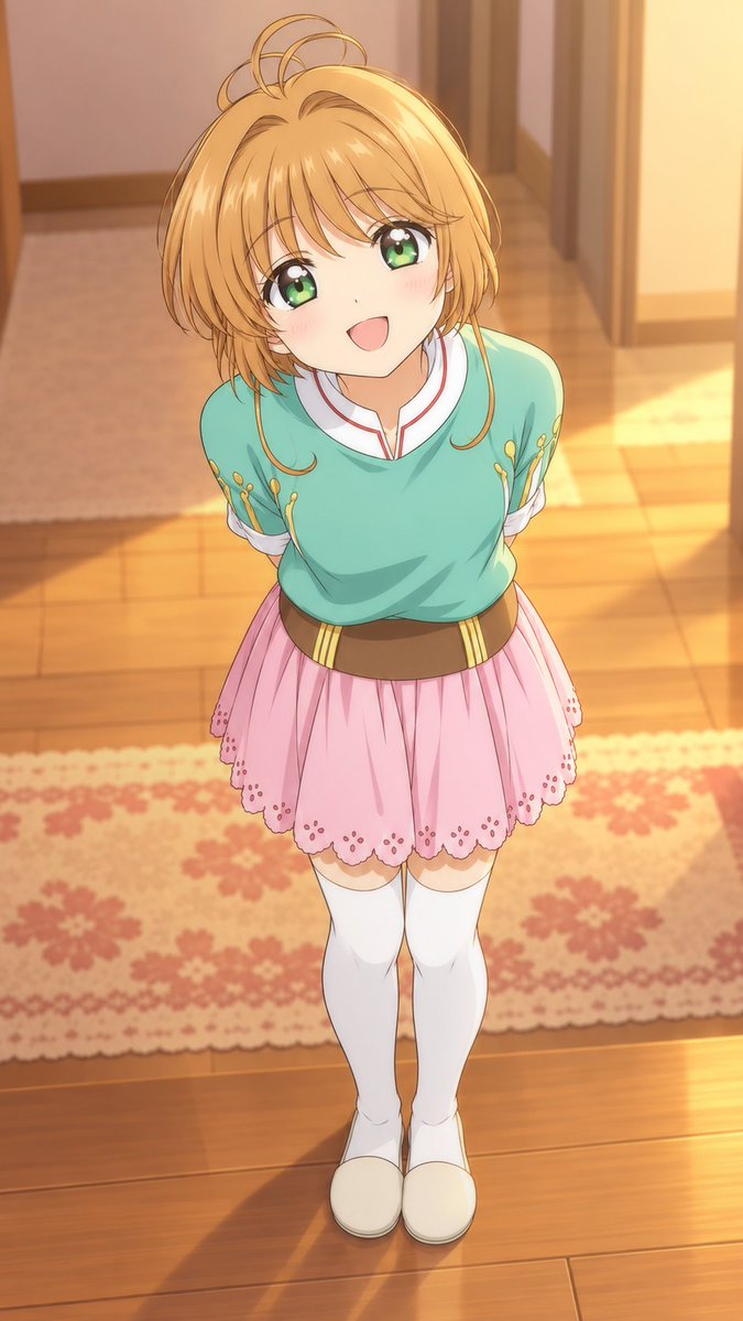 MonakaKomugi's tweet photo. 「おかえりなさい！ 今日も一日、お疲れさまでしたっ。
ねえ、今日はどんなことがあったの？
わたしにもお話聞かせてね🌸」

ちょこんってのぞ��込むさくらちゃん…かわいすぎるよぉ～🤎
ただいま言う前にニヤニヤしちゃいそう…🥹🌸
#カードキャプターさくら #木之本桜 #AIイラスト https://t.co/tF1B5aBQLq