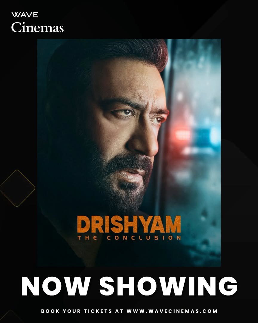 Wave_Cinemas's tweet photo. Every lie he told, he told to protect his family. 

Watch #Drishyam3 now running at #wavecinemas .

Book your tickets now on https://t.co/g6K7KChn6c

#Drishyam3 #DrishyamTheConclusion #AjayDevgn #Tabu #ShriyaSaran https://t.co/IIcFxf7ynd
