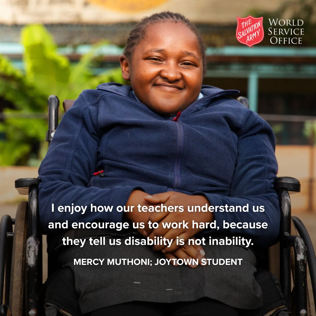 saworldservice's tweet photo. At The Salvation Army’s Joytown school in Kenya, Mercy is building confidence through learning, friendships, sports and the encouragement of teachers who believe in her potential. 

Learn more: https://t.co/SNHAgroDX3

#inclusiveeducation #specialneeds #communitysupport #kenya https://t.co/7vXi7d6QjJ