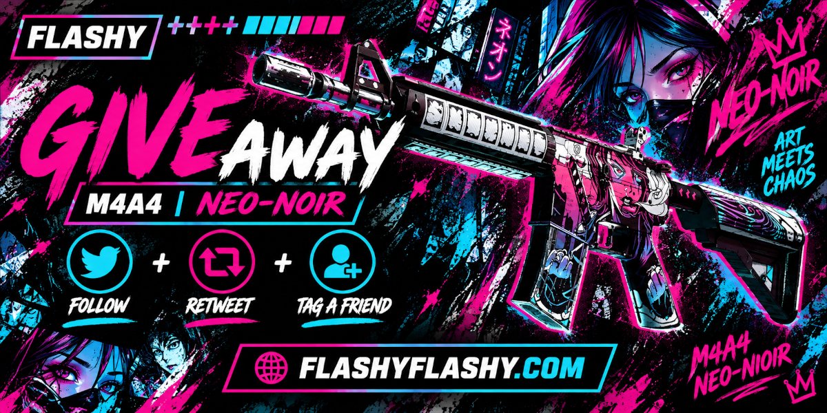 flashyflashycom's tweet photo. WKND GIVEAWAY !!! M4A4 Neo-Noir !

To win:
✅ Visit for free codes: https://t.co/EmdZFb87B5
✅ Retweet
✅ Tag a friend 
✅ Follow us https://t.co/G6X0e3EkIY