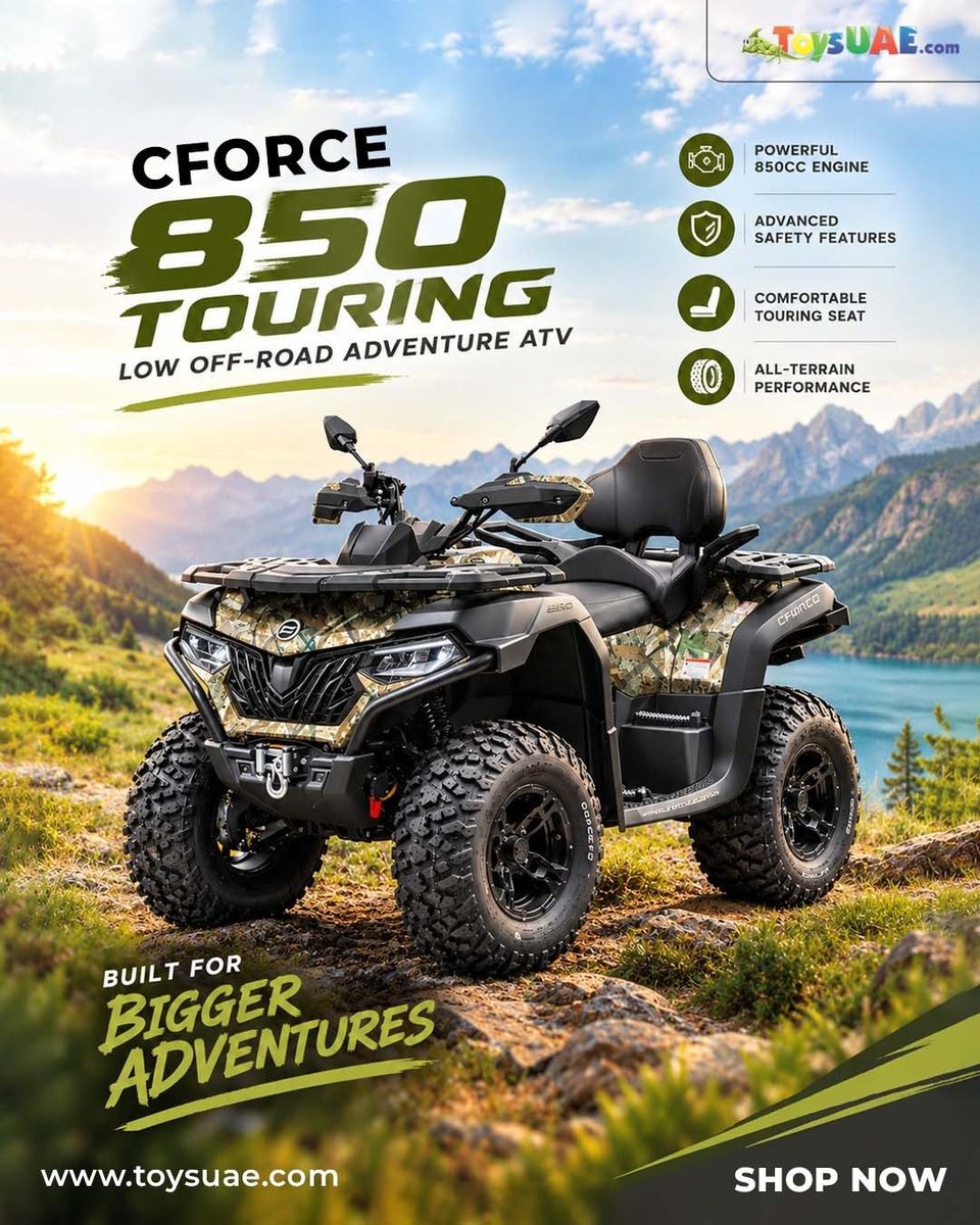 ToysuaeOfficial's tweet photo. CFORCE 850 Touring – Built for Bigger Adventures!
🛒 Visit Our Website: https://t.co/zyqFWDOo9o
📞 Contact US: +971 50 937 7137
#ToysUAE #CFORCE850 #CFMoto #ATV #dubai#ForYou #QuadBike #OffRoad #OffRoadAdventure #AllTerrain #ATVLife https://t.co/O5mVdrPaJx