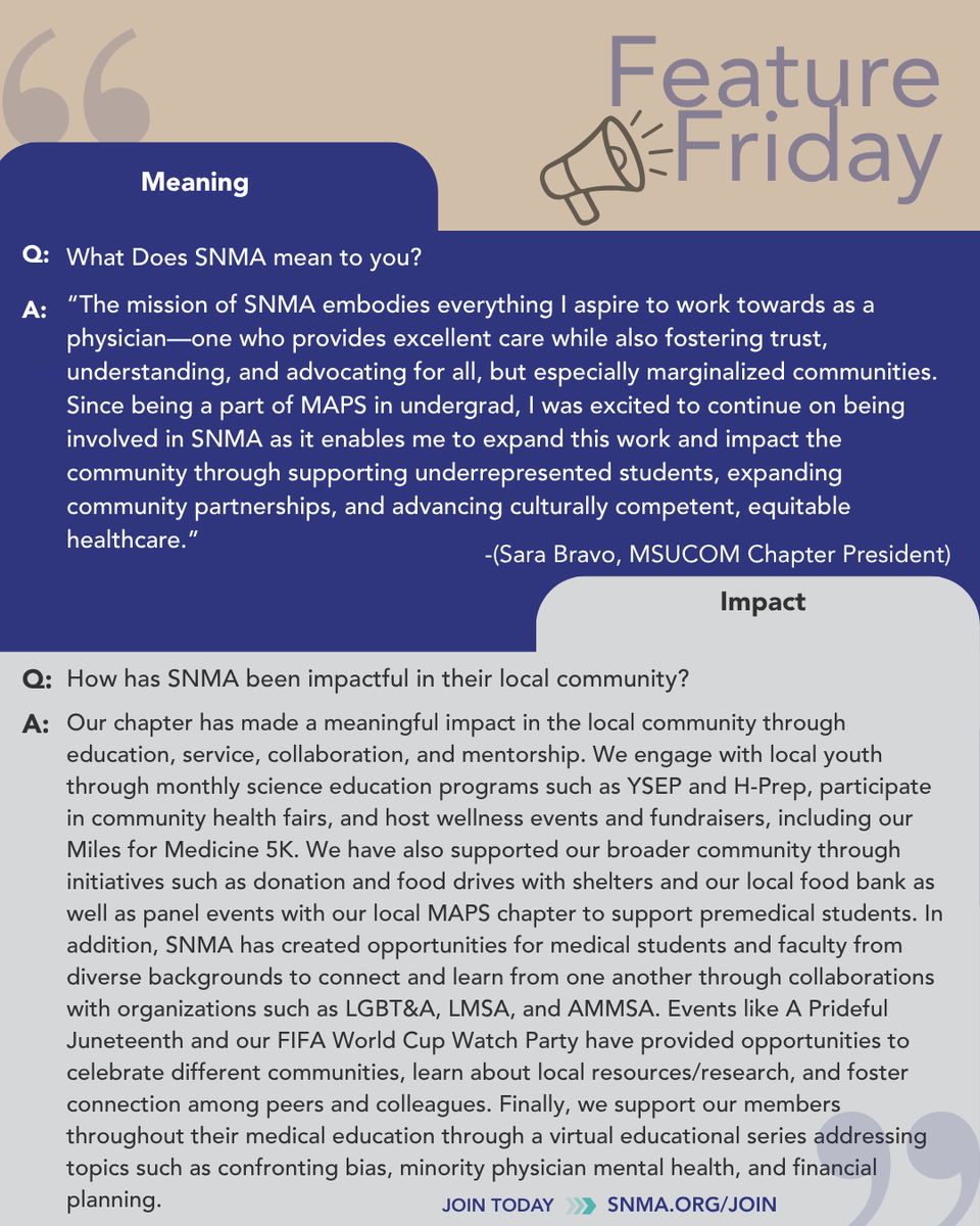 SNMA's tweet photo. This #FeatureFriday, hear from the Michigan State University College of Osteopathic Medicine SNMA as they share what SNMA means to them.  Join or renew your SNMA membership today and become part of a community committed to supporting the next generation of physicians. https://t.co/dBUUZILNsC