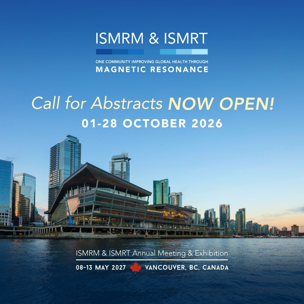 ISMRT_ISMRM's tweet photo. Abstract submissions are NOW OPEN for the 2027 ISMRM & ISMRT Annual Meeting in Vancouver!
Start your submission now, review the requirements, and give yourself time to put your best work forward.
Submit your abstract by 28 October 2026: https://t.co/5Dif7hA5kJ
#ISMRT2027 #ISMRT https://t.co/HKzKdWcASq
