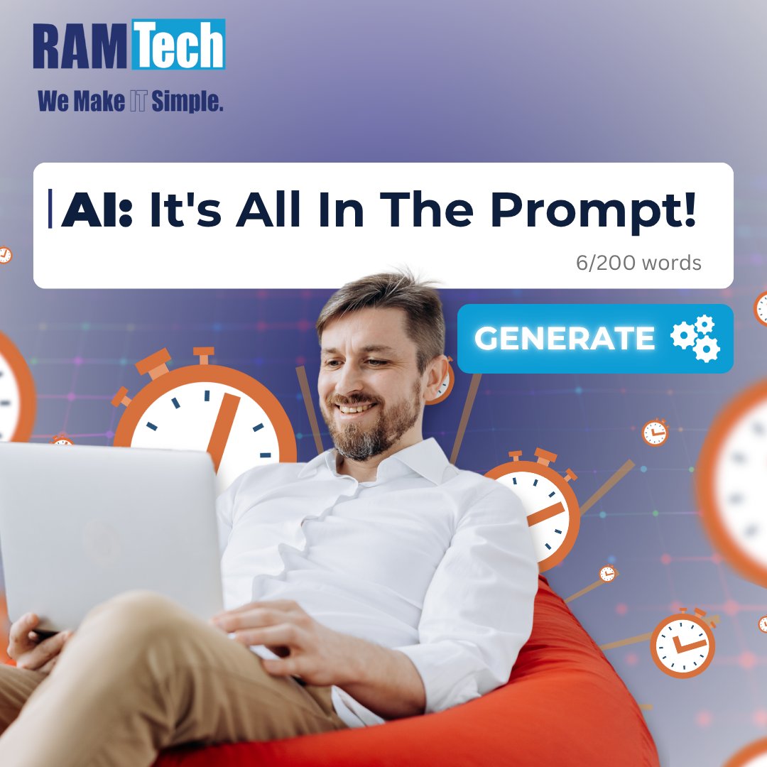RAMTECHPCS's tweet photo. Generative AI can be a game changer for your business when you master the input! Clear, detailed prompts produce accurate, time-saving results. How is your team using effective prompting to boost daily productivity? https://t.co/YYitJqtFnX