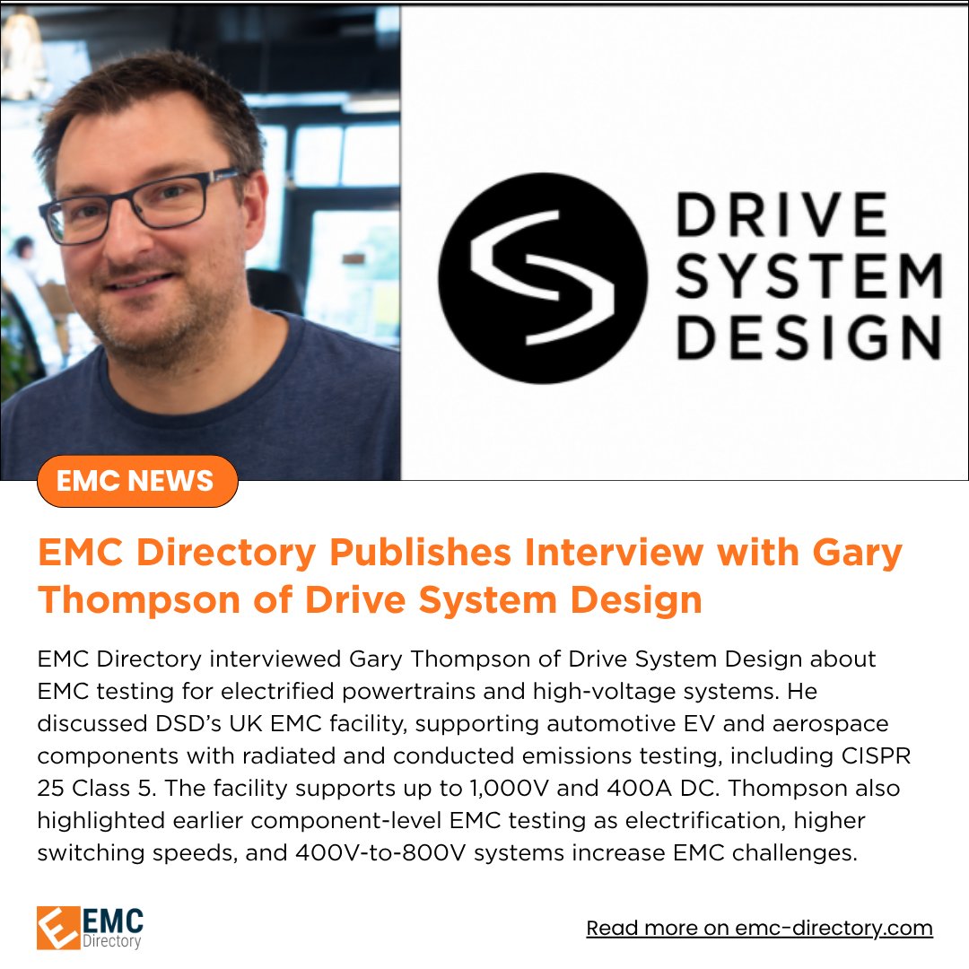 emcdirectory's tweet photo. EMC Directory interviewed Gary Thompson, Senior Engineer – Electrified Powertrain at Drive System Design.
Read more: https://t.co/nhxqhNjPCm
#EMC #EMCTesting #ElectromagneticCompatibility #ElectricVehicles #EV #PowerElectronics #AutomotiveEMC #Aerospace #CISPR2 https://t.co/c8Y6ebc1Dl