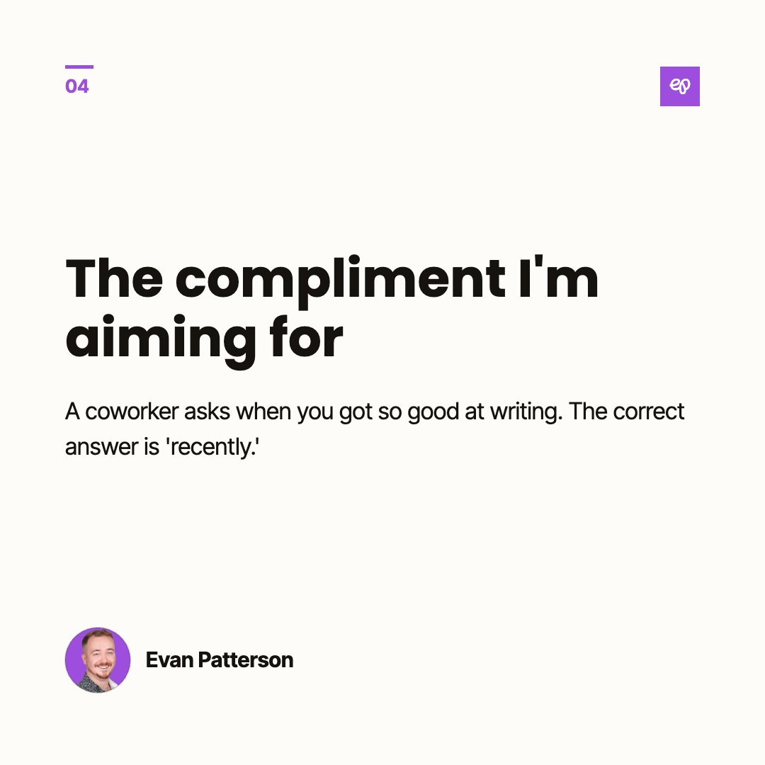 evanmpatterson's tweet photo. Ghostwriting means making you sound like yourself on a good day.

The most common problem in ghostwritten content is polish. Every sentence is smooth and nobody would ever say one out loud. Readers can't name what's wrong. They just feel it and keep scrolling. https://t.co/558CBDR7O3