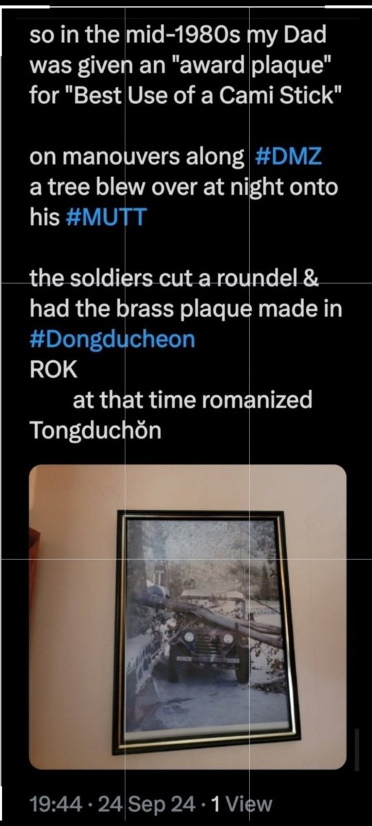 rossow_mark's tweet photo. @ColdWarPod And a story from my Dad's time at the #Korea #DMZ
He had made friends with the #Elected Mayor of that nearest town,
that was suddenly made a -Shi = "city" based on population growth,
so the Military–Rule–era government imposed a new Mayor! https://t.co/7Y6wdVTsx2