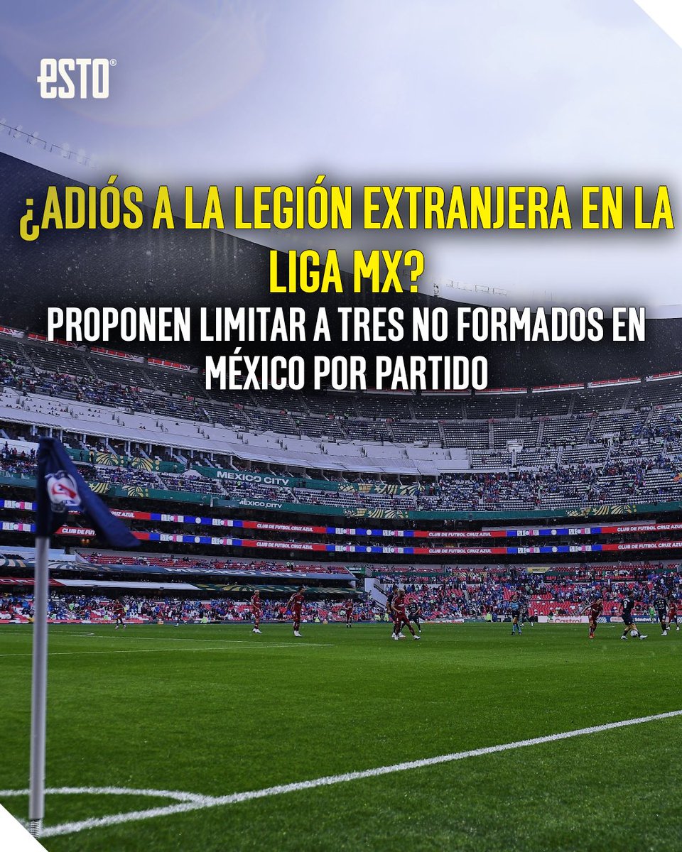 estoenlinea's tweet photo. Una iniciativa de reforma propone limitar a tres los jugadores extranjeros en cancha por equipo durante un partido. 🚨🇲🇽

La propuesta, presentada en la Cámara de Diputados, busca modificar las condiciones actuales y dar mayor espacio a los futbolistas mexicanos. https://t.co/gKl805OseV
