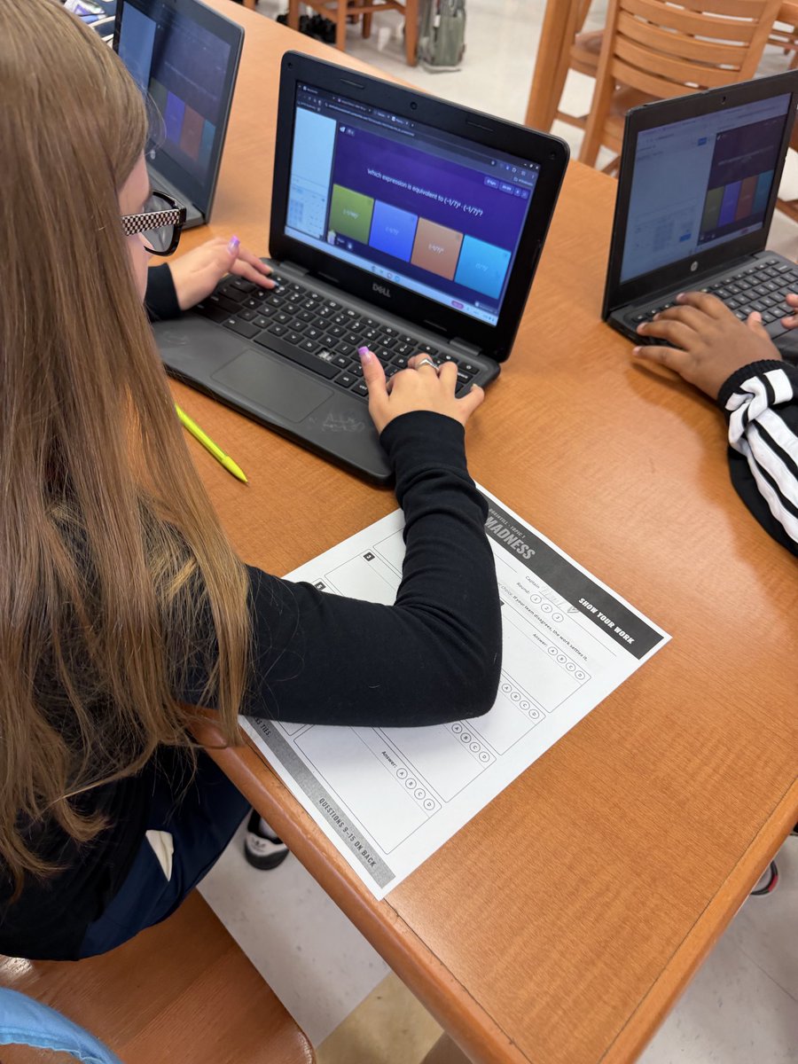MosleySSCC's tweet photo. Math Madness: Our 7th graders are battling through rational numbers in a 3-round Wayground tournament. Everyone starts, 6 captains advance, 1 champion is crowned. Accuracy wins. @presleycharles @WatkinsSeminol1 #MathMadness #GoSeminoles https://t.co/Dq12R5456X