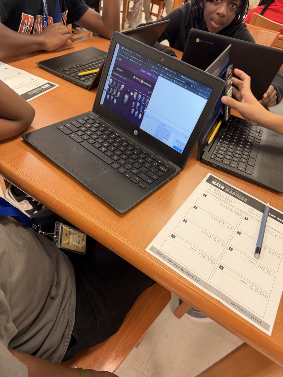 MosleySSCC's tweet photo. Math Madness: Our 7th graders are battling through rational numbers in a 3-round Wayground tournament. Everyone starts, 6 captains advance, 1 champion is crowned. Accuracy wins. @presleycharles @WatkinsSeminol1 #MathMadness #GoSeminoles https://t.co/Dq12R5456X