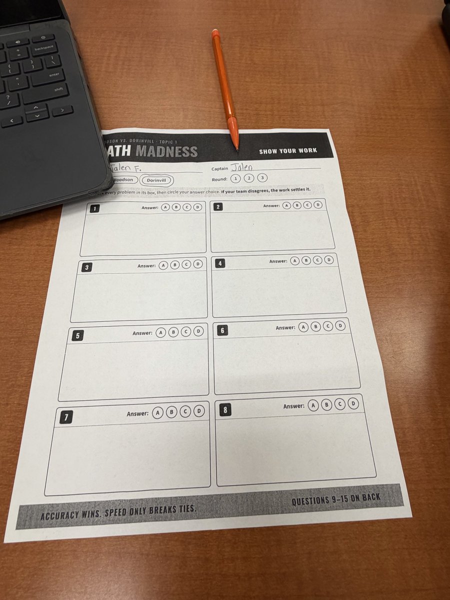 MosleySSCC's tweet photo. Math Madness: Our 7th graders are battling through rational numbers in a 3-round Wayground tournament. Everyone starts, 6 captains advance, 1 champion is crowned. Accuracy wins. @presleycharles @WatkinsSeminol1 #MathMadness #GoSeminoles https://t.co/Dq12R5456X