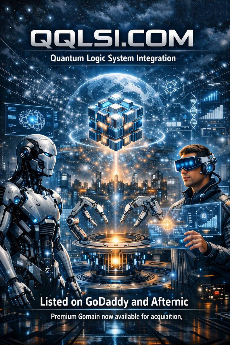 PatternRouaj's tweet photo. ⚡ https://t.co/5q6L1XrNcj
Quantum Logic System Integration   A domain built for innovators in AI, data science, and quantum computing.
 Precision meets intelligence — where logic drives the next evolution of technology.

🔗 Listed on GoDaddy & Afternic   Premium domain now available for acquisition.

#QQLSI #QuantumLogic #AI #SystemIntegration #FutureTech #Innovation #GoDaddy #Afternic #DigitalAssets #Startup #TechLeadership #QuantumComputing #DataScience #TechRevolution