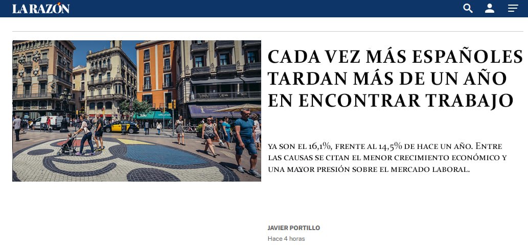 El_ObservadorES's tweet photo. ⚡️Cada vez más españoles tardan más de un año en encontrar trabajo.
El 16,1% lleva más de 12 meses buscando empleo, frente al 14,5% de hace un año.
Entre las causas: menor crecimiento económico y mayor presión sobre el mercado laboral. https://t.co/DxzI3ZSAOv