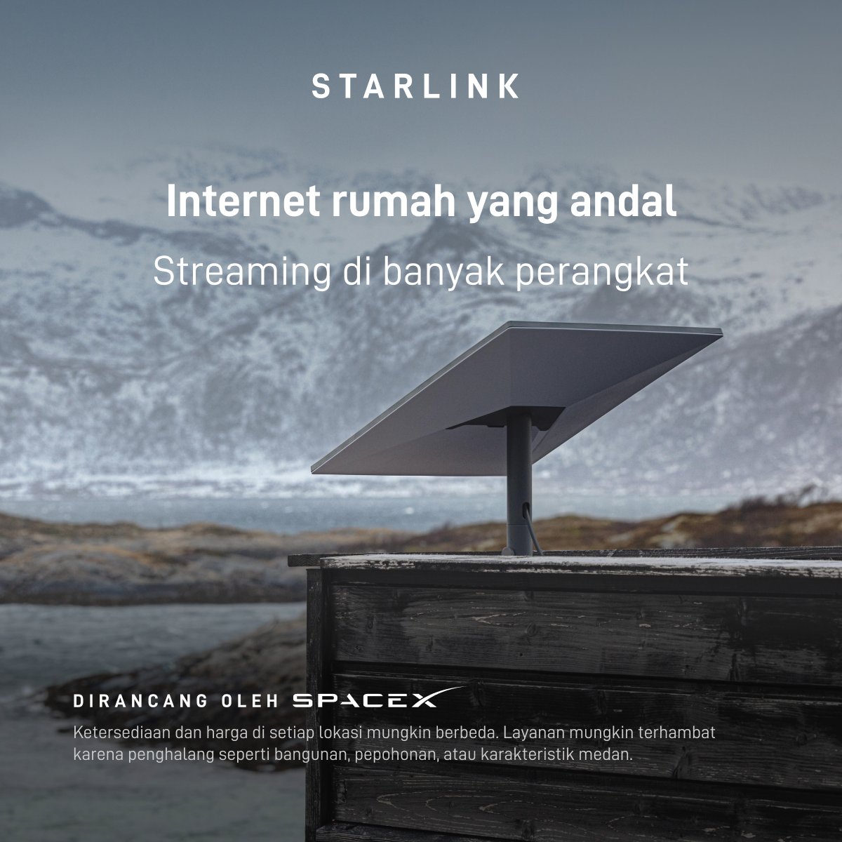 Starlink's tweet photo. Dapatkan internet rumah yang cepat dan andal untuk streaming tanpa gangguan, bekerja dari rumah, gaming, dan banyak lagi di berbagai perangkat.

Pesan online dalam hitungan menit.