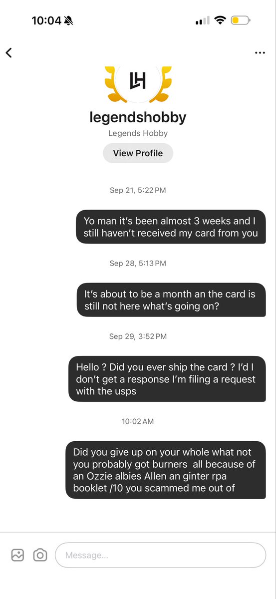 Lockv5on's tweet photo. @LegendsHobby hey bud you ever gonna ship out my ozzzie albies rpa /10 booklet from Allen an ginter fucking bum by the way I won the auction for like 17$ kids a bum @CardPurchaser https://t.co/16Adastbw6
