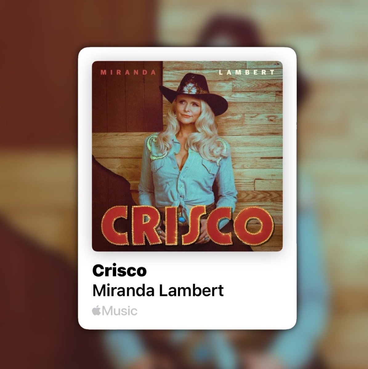 allkindsofran's tweet photo. happy crisco release day! 🪩🕺🏻 @mirandalambert https://t.co/s3Fymsg0Q1