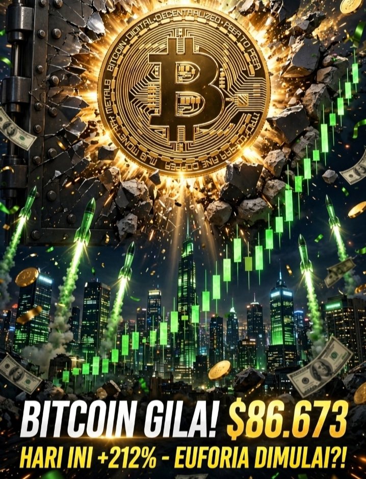 liltytyd279's tweet photo. > BITCOIN GILA! $86.673 HARI INI +212% ๐คฏ๐
> Dari $61k langsung tancap gas ke $86k! Vault jebol
> #Bitcoin #BTC #BitcoinIndonesia #CryptoIndonesia #BullRun #CryptoEuphoria #BTC86K #ToTheMoon https://t.co/QIArdX8Dc2