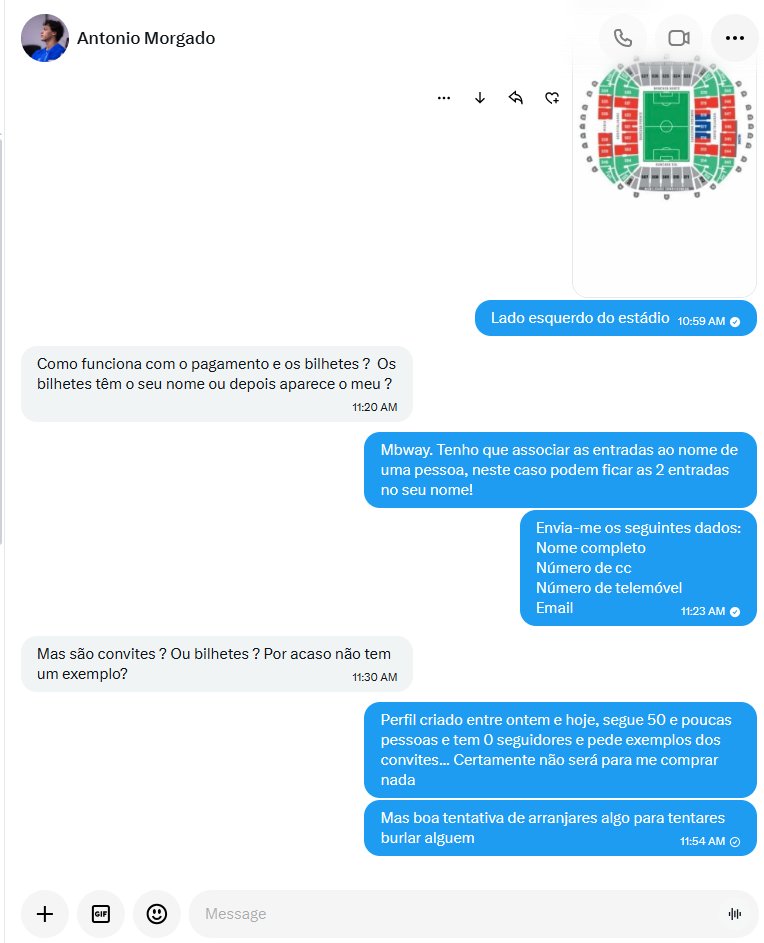 Beatrizbsamp's tweet photo. @DenunciarBurla @AntonioMorg_Sil @fidelidadept @banco_bpi @cmjornal @SICNoticias @selecaoportugal @FederacaoPF Aqui está a conversa com o "António Morgado". Não lhe vendi nada. Não o burlei. https://t.co/kyFKsSvXSQ