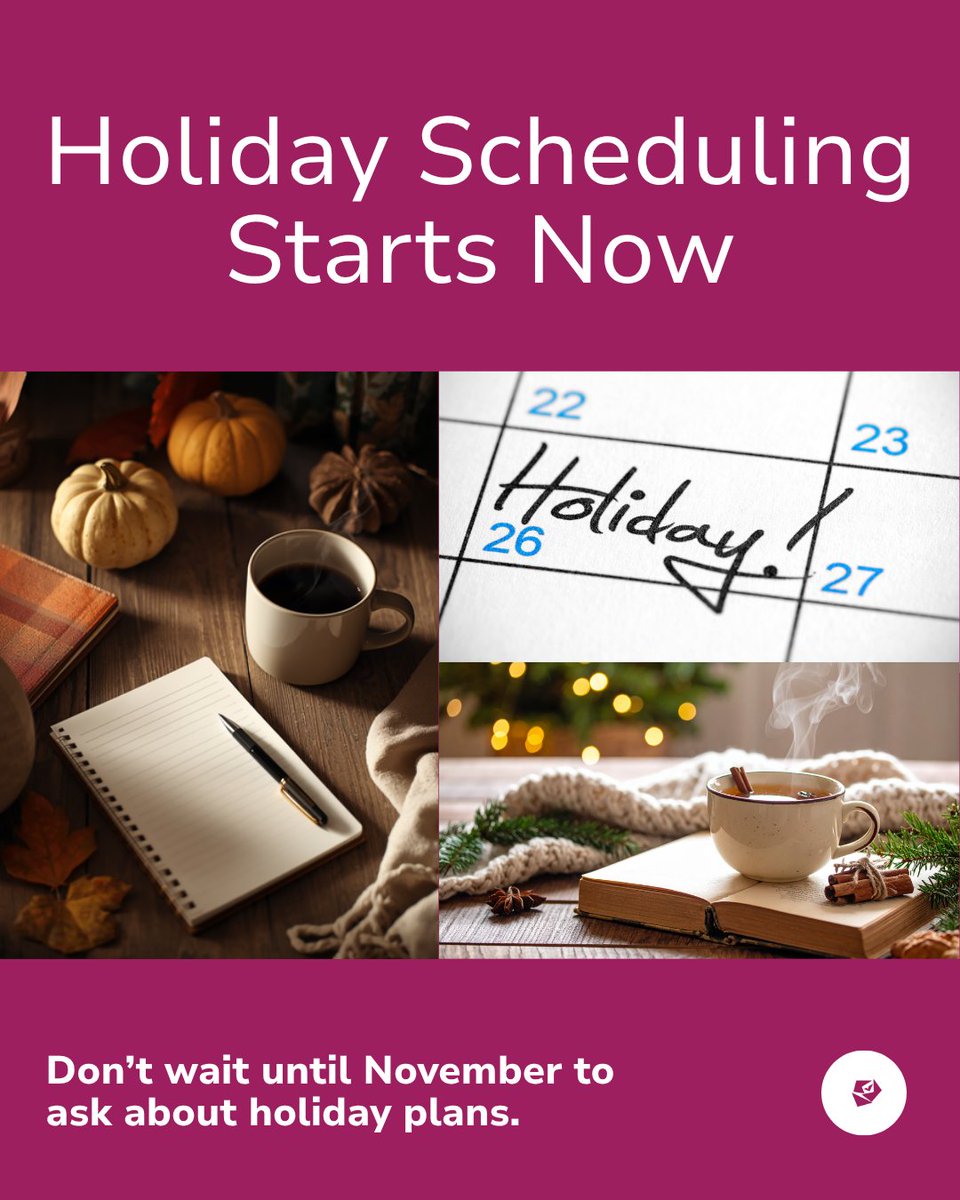 RosemarkSystem's tweet photo. Thanksgiving and Christmas may feel a ways off, but caregivers are probably already making plans.

A little communication now can save a lot of back-and-forth later. Start the holiday scheduling conversation now so everyone has more time to plan for the busy season. https://t.co/H32UvqMao8