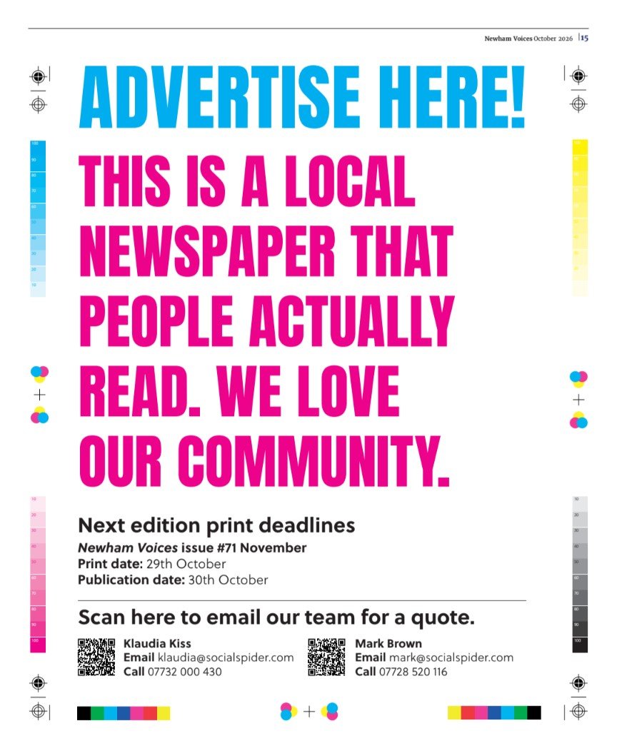 NewhamVoices's tweet photo. The October edition is out 

Sign up for our Newsletter 
https://t.co/Dqg3jKfMAQ

Pick up a print edition 
https://t.co/UVqYjhEITA

Download the October edition in pdf format https://t.co/k8Rf7AJvzM

Email the editorial team info@newhamvoices.co.uk https://t.co/ES4WshFVfr