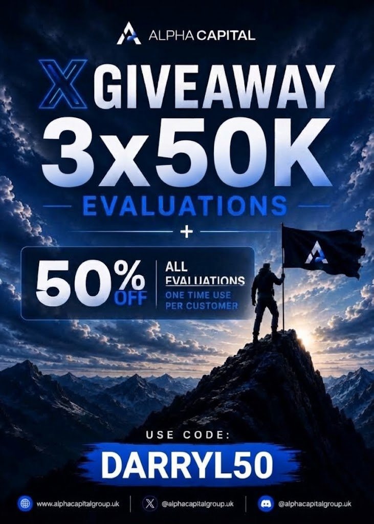 dcrryl's tweet photo. 🚨 3 x 50K GIVEAWAY W/ @AlphaCapitalUK 🚨

1) Follow @dcrryl and @AlphaCapitalUK 
2) Like &amp; share this post 
3) Tag 2 trader friends below 
4) For extra entries purchase an Alpha account using either code 'DARRYL' or 'DARRYL50''

Winners announced next weekend.

Good luck! https://t.co/pgIRqyYAYL